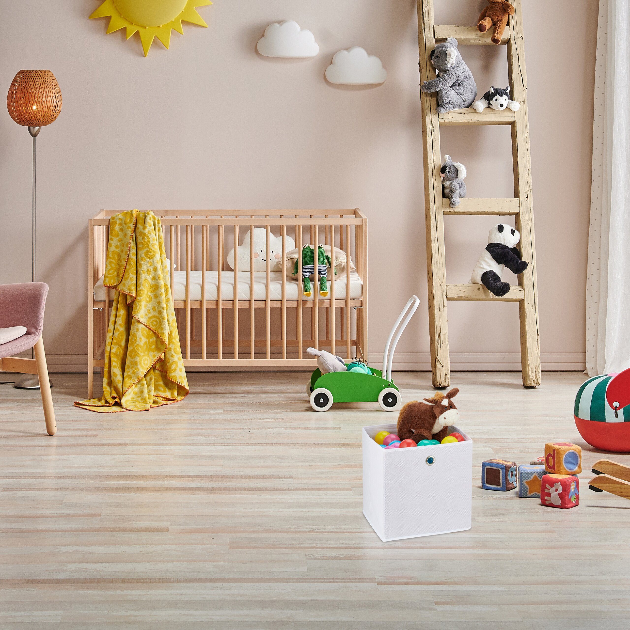 relaxdays Aufbewahrungsbox Weiße Aufbewahrungsbox im 4er Set (4 St) – Bild 5 von 5
