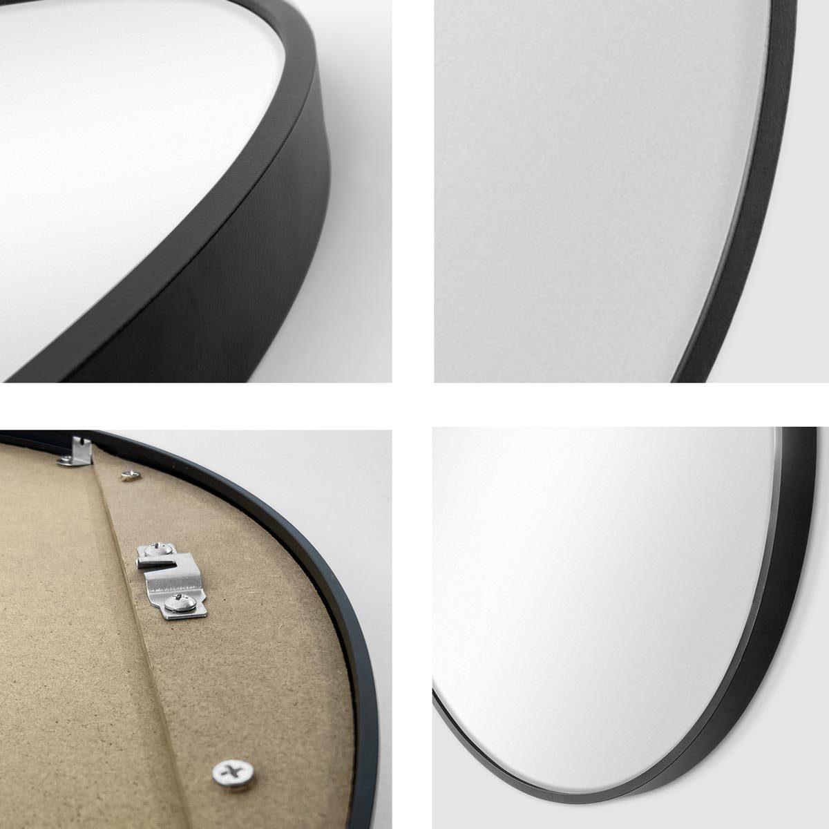 Spiegel Rahmen eleganter schmaler Schwarz Metallrahmen, Wandspiegel, mit PHOTOLINI rund