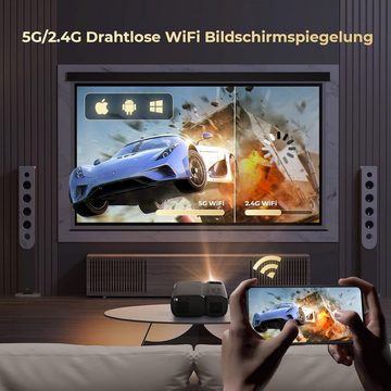 Vigpil WiFi 1080P Full HD Unterstützt, LED Mini 250” Display, Portabler Projektor (9000 lm, 8000:1, 1920 x 1080 px, Klein Tragbarer Heimkino für TV Stick/Smartphone/Laptop/DVD/Xbox)