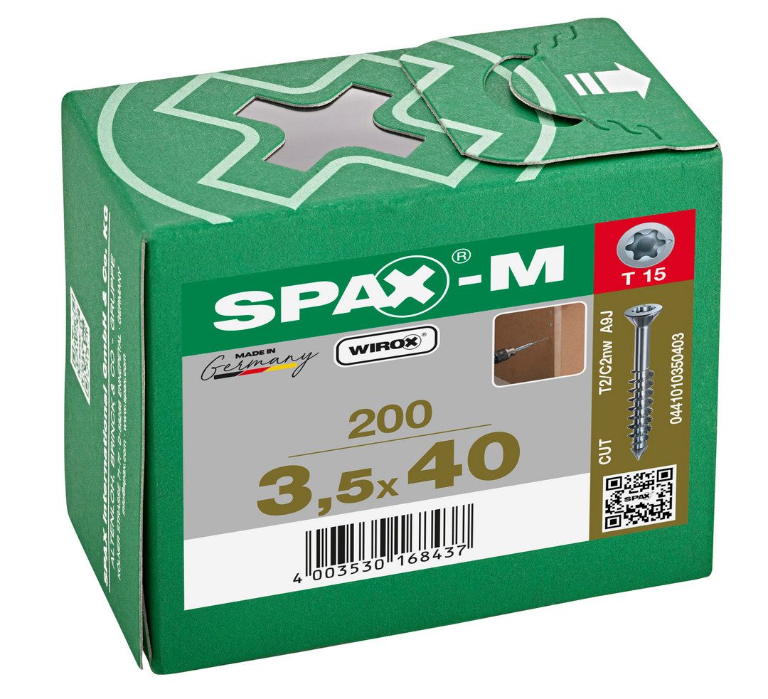SPAX Schrauben-Set MDF-Schraube, WIROX, kleiner Senkkopf, T-STAR plus Teilgewinde