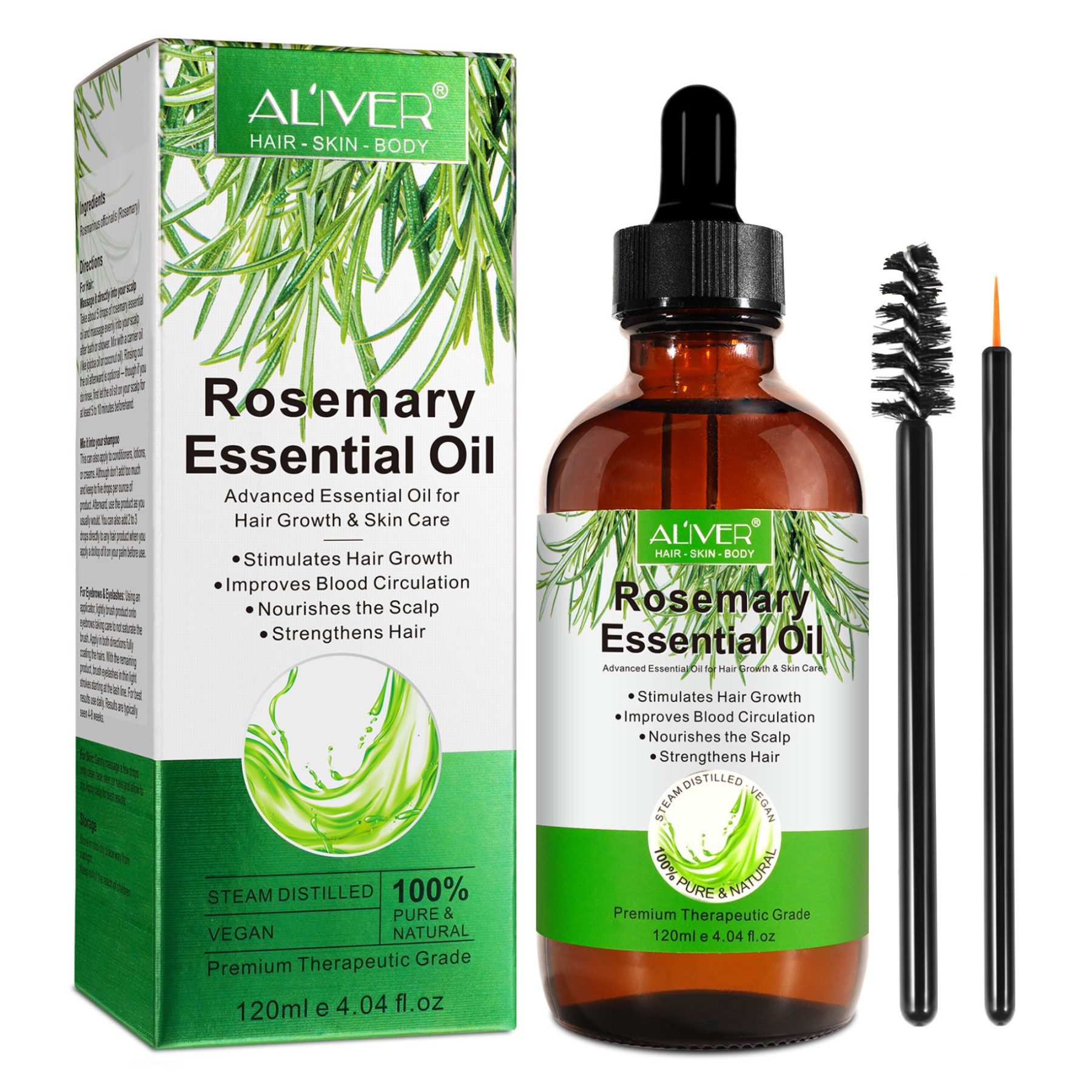 ALIVER Haaröl Rosmarinöl Ätherisches Öl Haarwachstum Haarpflege Hautpflege Set 120ml, 1-tlg., Haarwachstums, Haarpflege