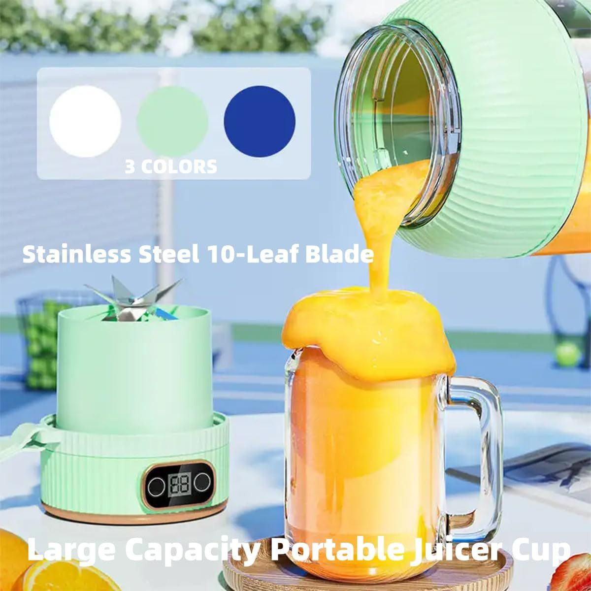 Fine Life Pro Entsafter Tragbare Saftpresse Entsafter, Mini-Mixer, 78 W, 1200 ml großes Fassungsvermögen, Für Küche, Freien, Fitnessstudio