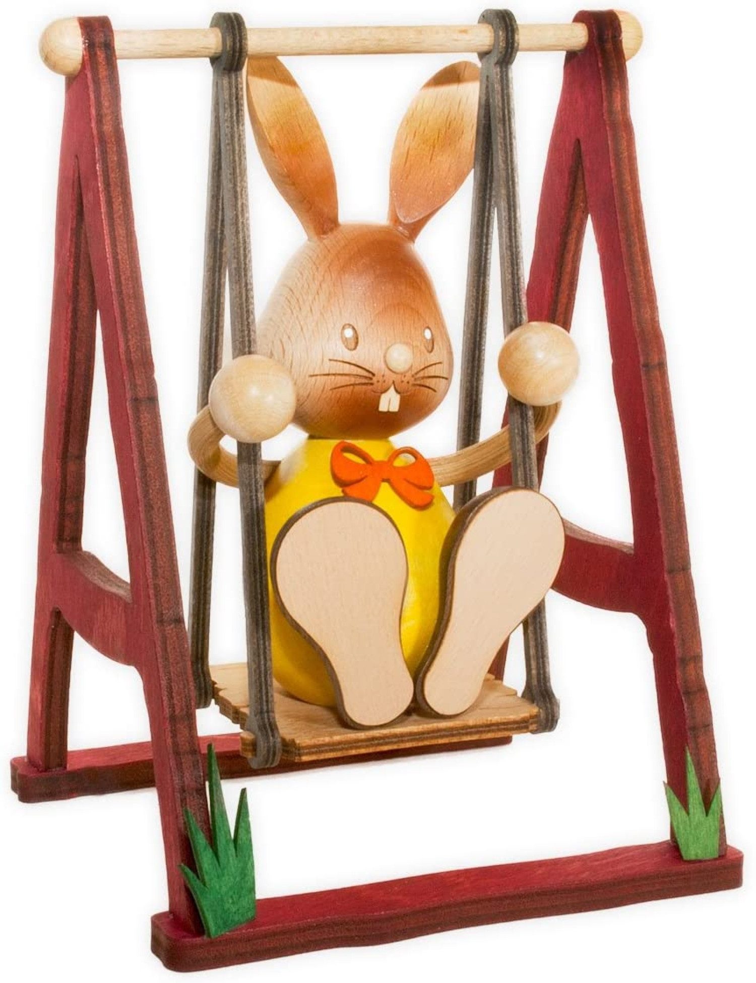 Kuhnert Dekofigur Kuhnert Stupsi Hase auf Schaukel, Erzgebirgische Holzkunst
