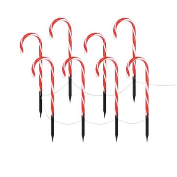 ECD Germany Weihnachtsfigur LED Zuckerstangen Beleuchtete Gartenstäbe Weihnachtsdeko (8er Set, 8er Set), 8er Set 56 Warmweiße LEDs 45cm Rot Weiß batteriebetrieben Außen/Innen