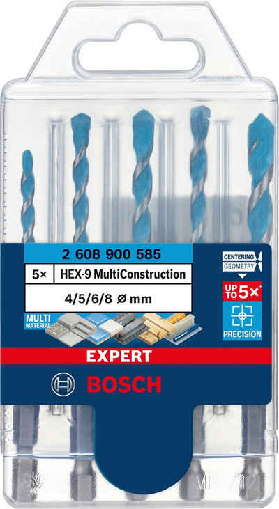 Bosch Professional Bohrersatz »EXPERT HEX-9 MultiConstruction«, (Set, 5-tlg), 4/5/6/6/8 mm