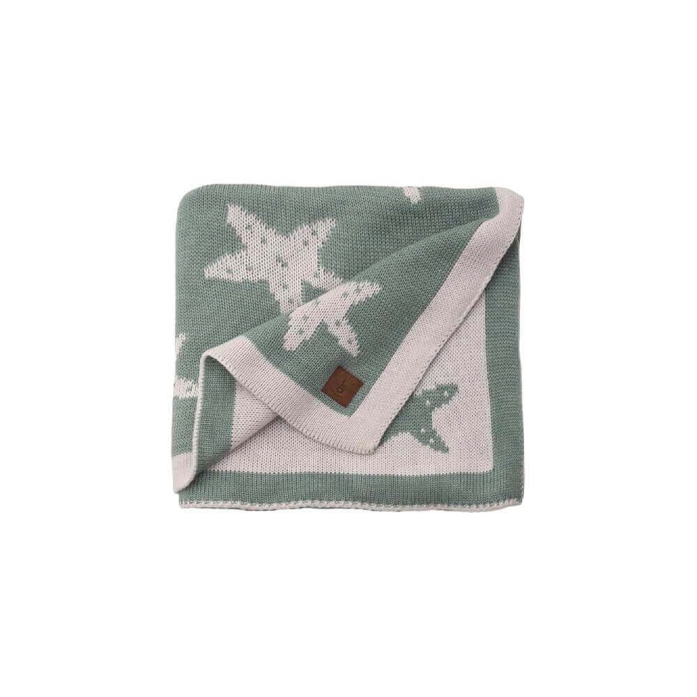 Babydecke Baby Strickdecke, Babydecke, Weich & Atmungsaktiv, 80x100cm Grü Sterne, Little Dedi