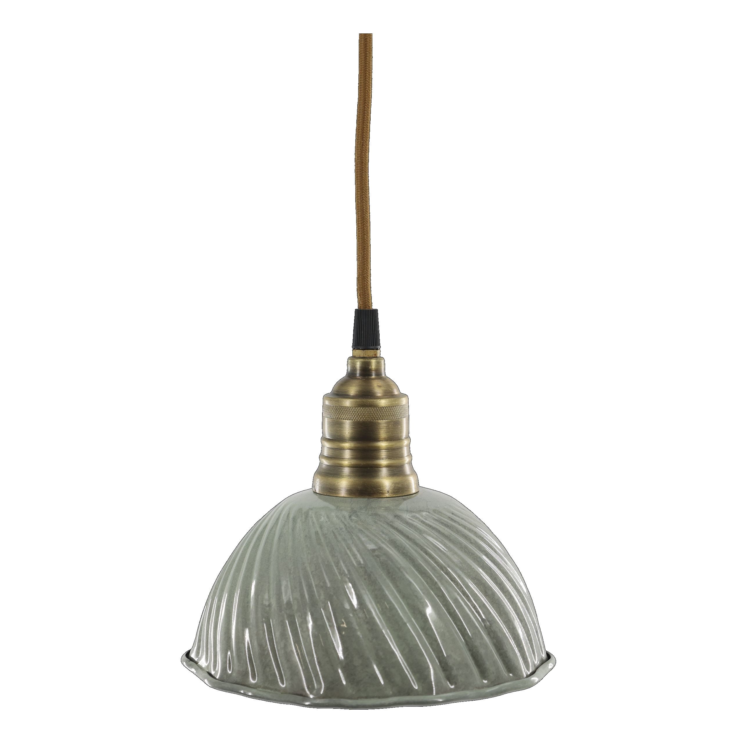 Vintagehaus Pendelleuchte Vintage Hängelampe Lunel Emaille Mellow/Opal/Creme Messingfassung