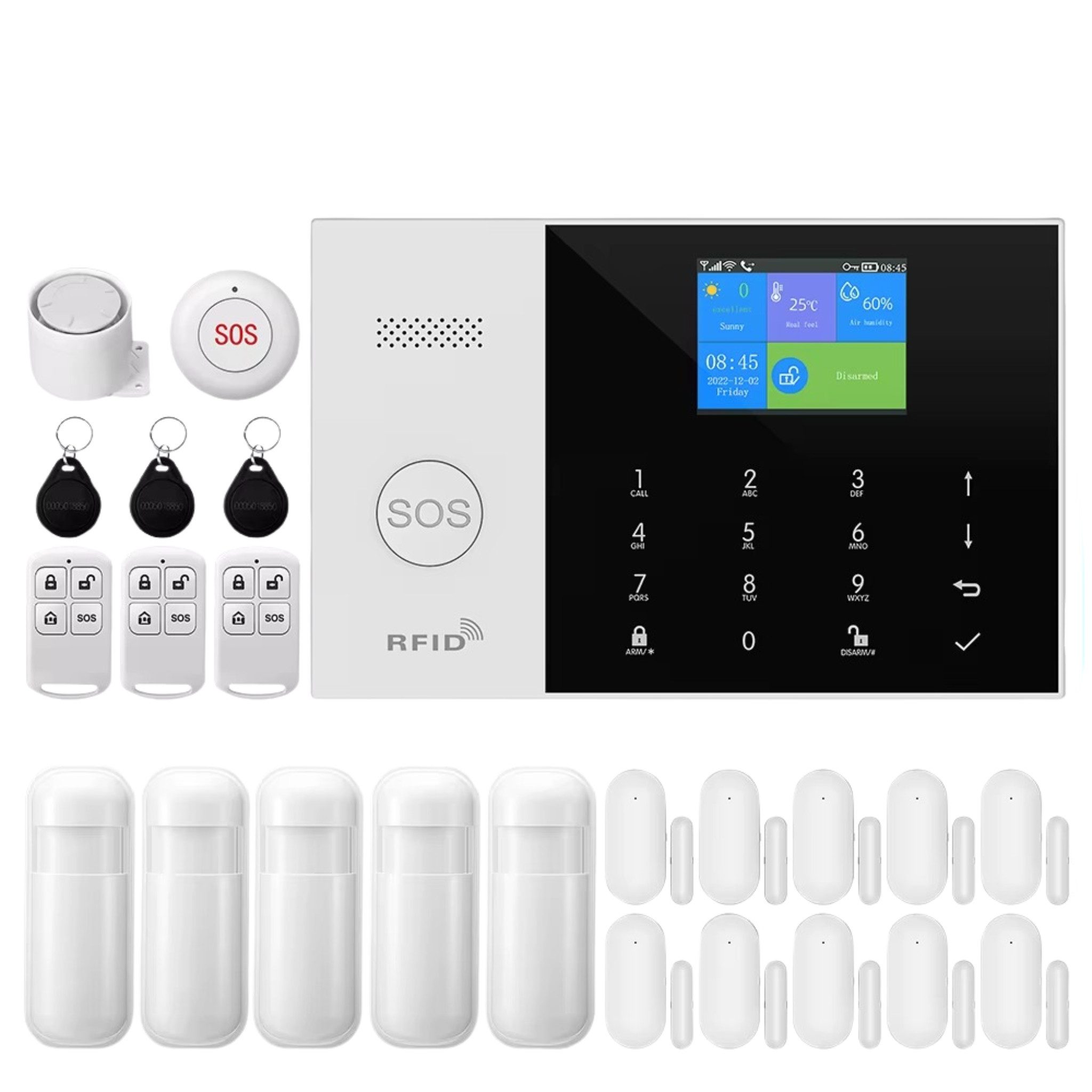 HS.SUPPLY WLAN Alarmanlage Set mit App, Bewegungsmelder & Türsensor Alarmanlage (Smart Alarmanlage mit App, 100 dB Sirene und 24h Akku-Backup)