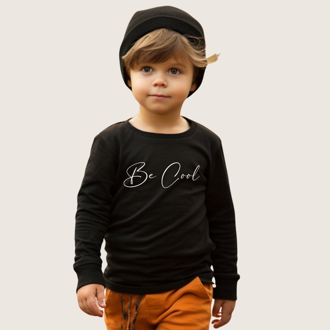 Kinder - & Lounis Baumwolle Babys - mit Spruch Kleinkinder Langarmshirt Cool - Be Schwarz Langarmshirt Shirt