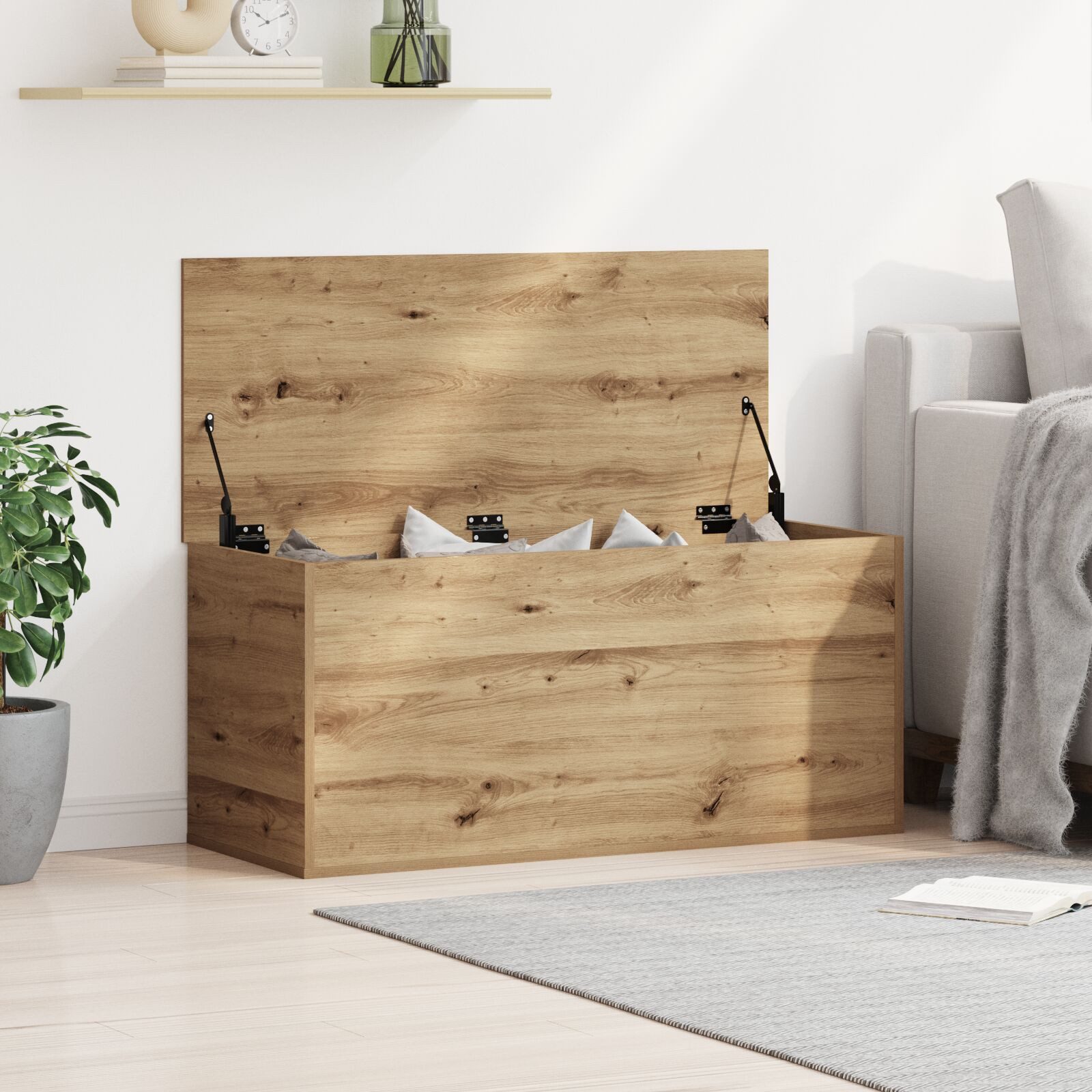 vidaXL Truhe 100 x 42 x 46 cm Holzkiste Box Truhe Lagerkiste Aufbewahrungsbox mit D