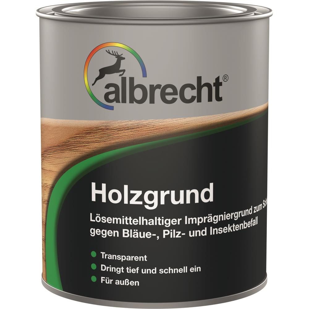 Lack Albrecht Holzgrundierung Holzgrund farblos 750 ml Holzschutzmittel Grundierung, mit Wirkstoffen gegen Bläue und Pilze