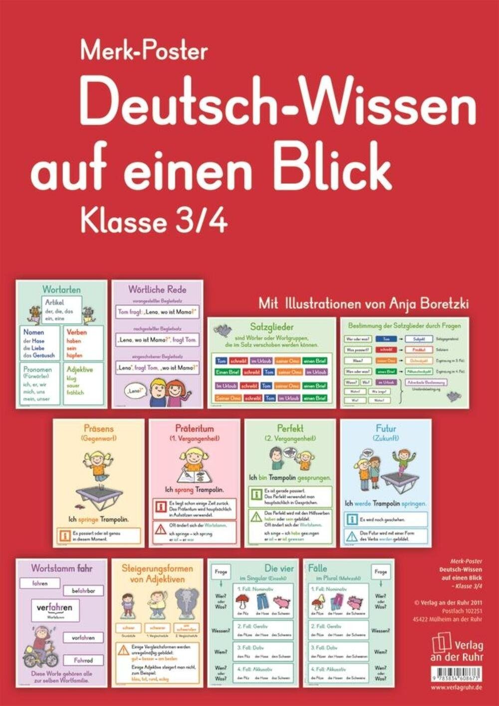 Verlag an der Ruhr Poster Merk-Poster Deutsch-Wissen auf einen Blick Klasse  3/4