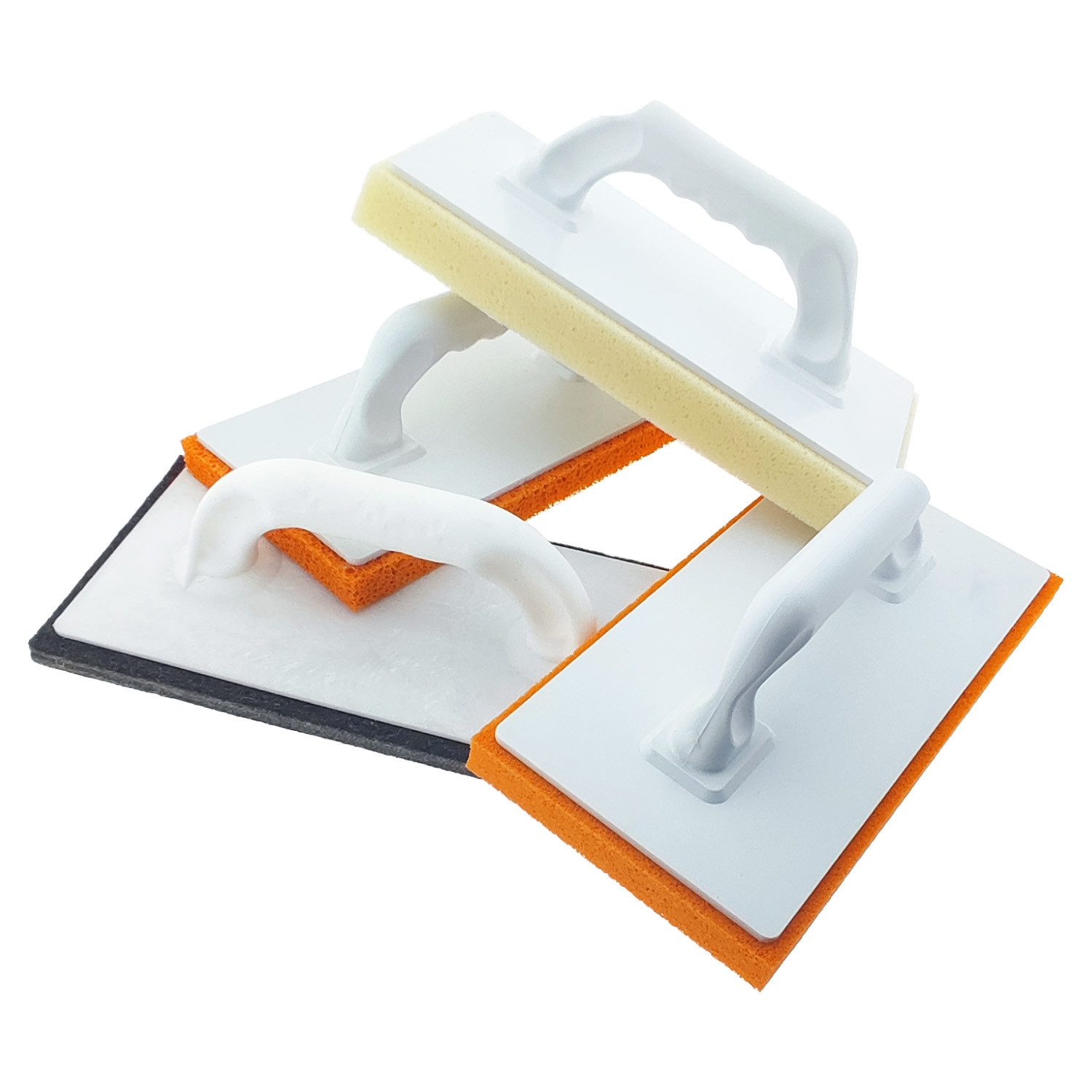 varivendo Fugenkelle 4er Set Reibebrett verschiedene Beläge 280 x 140 mm (Stück, 4-St., Reibebrett) Schwammscheibe Putzbrett Fliesenwaschbrett Reibebrett