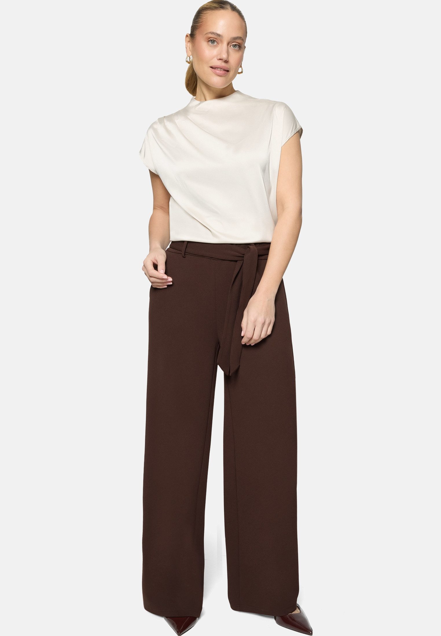 Zero Satinbluse Damen mit Kragen