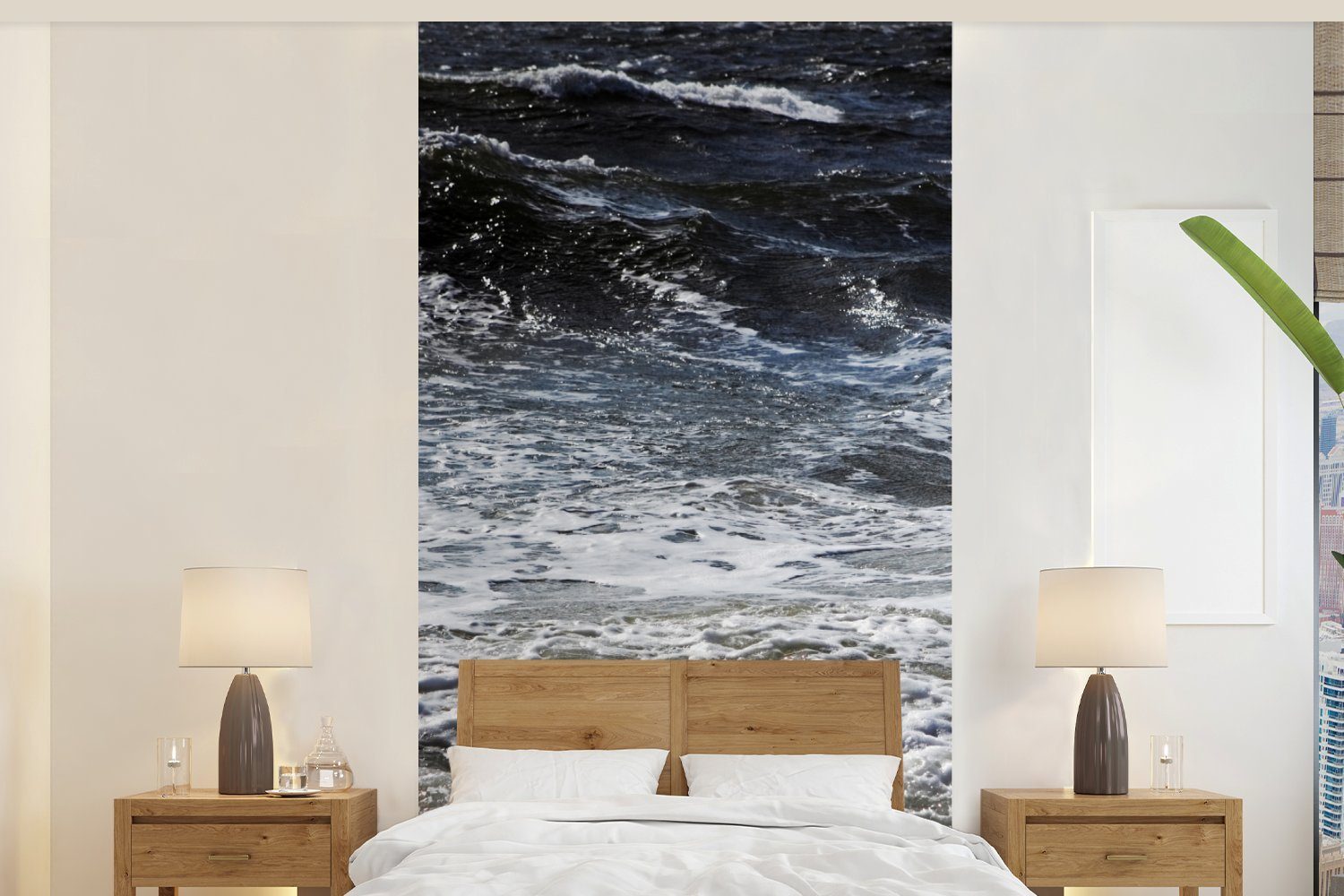 MuchoWow Fototapete Nordsee - Wasser - Wellen, Matt, bedruckt, (2 St), Vliestapete für Wohnzimmer Schlafzimmer Küche, Fototapete