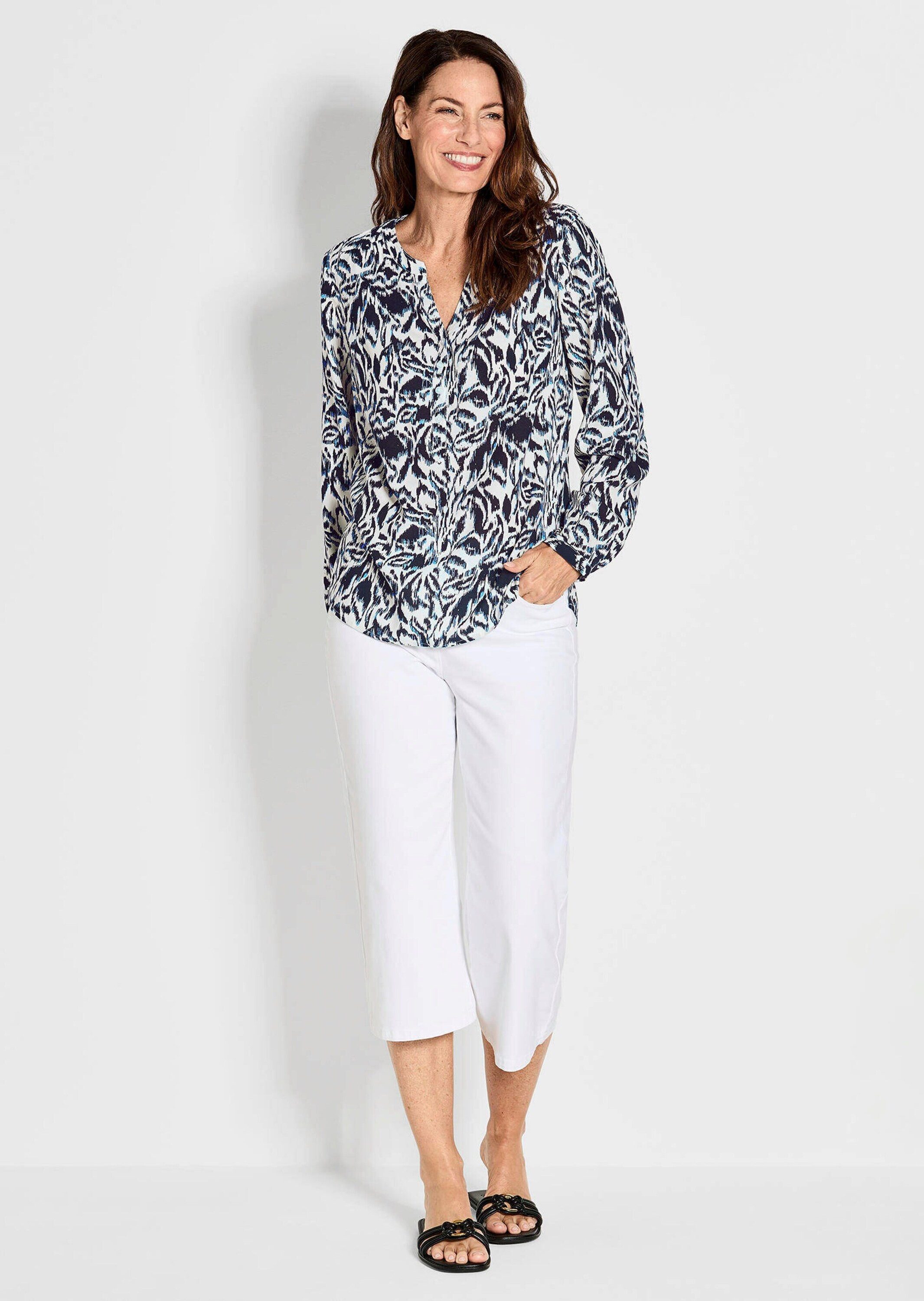 GOLDNER Schlupfbluse Florale Druckbluse mit V-Ausschnitt Viskosebluse mit S günstig online kaufen