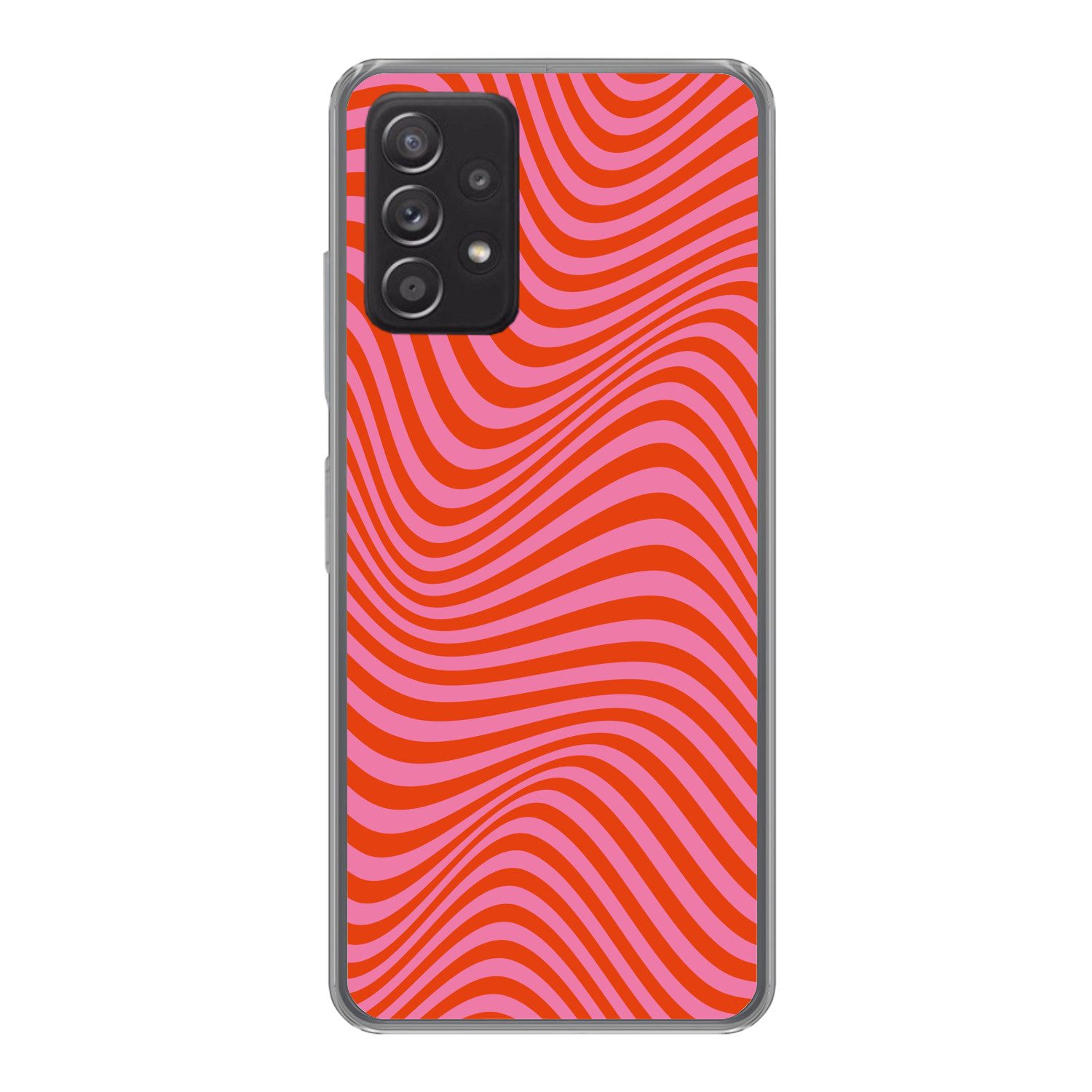 MuchoWow Handyhülle für Samsung Galaxy A33 5G Wellenförmiges Muster - Rot - Rosa - Linien, Smartphone-Bumper, Print, Handy Schutzhülle Dünn