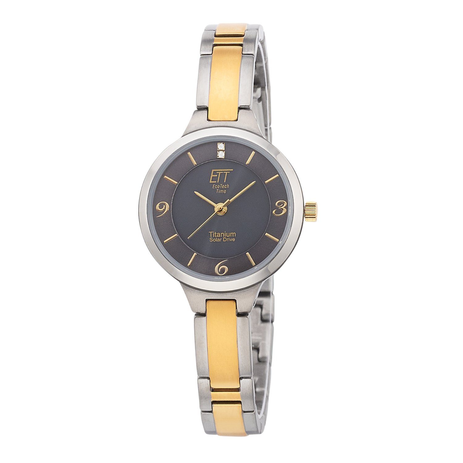 ETT Funkuhr ETT Solar Drive Funk Damenuhr Diamond Lady - ELT-12146-52M