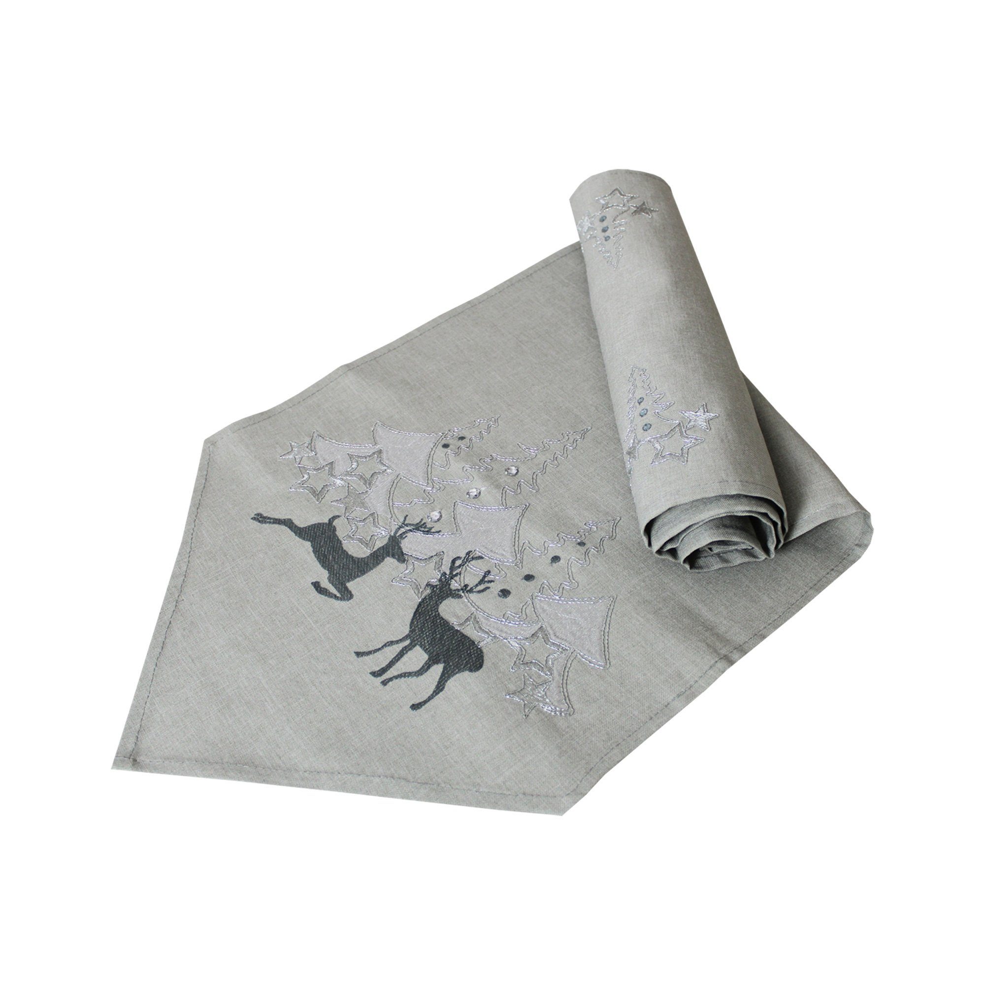 Haus und Deko Вузькі скатертини Вузькі скатертини Weihnachten 40 x 170 cm Stickerei Hirsch Motiv Tischdecke (1-tlg)