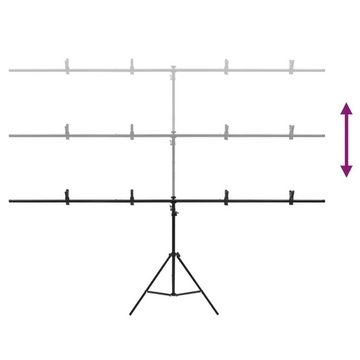 vidaXL Fotohintergrund Hintergrundständer T-Form Schwarz 201x60x70-200 cm