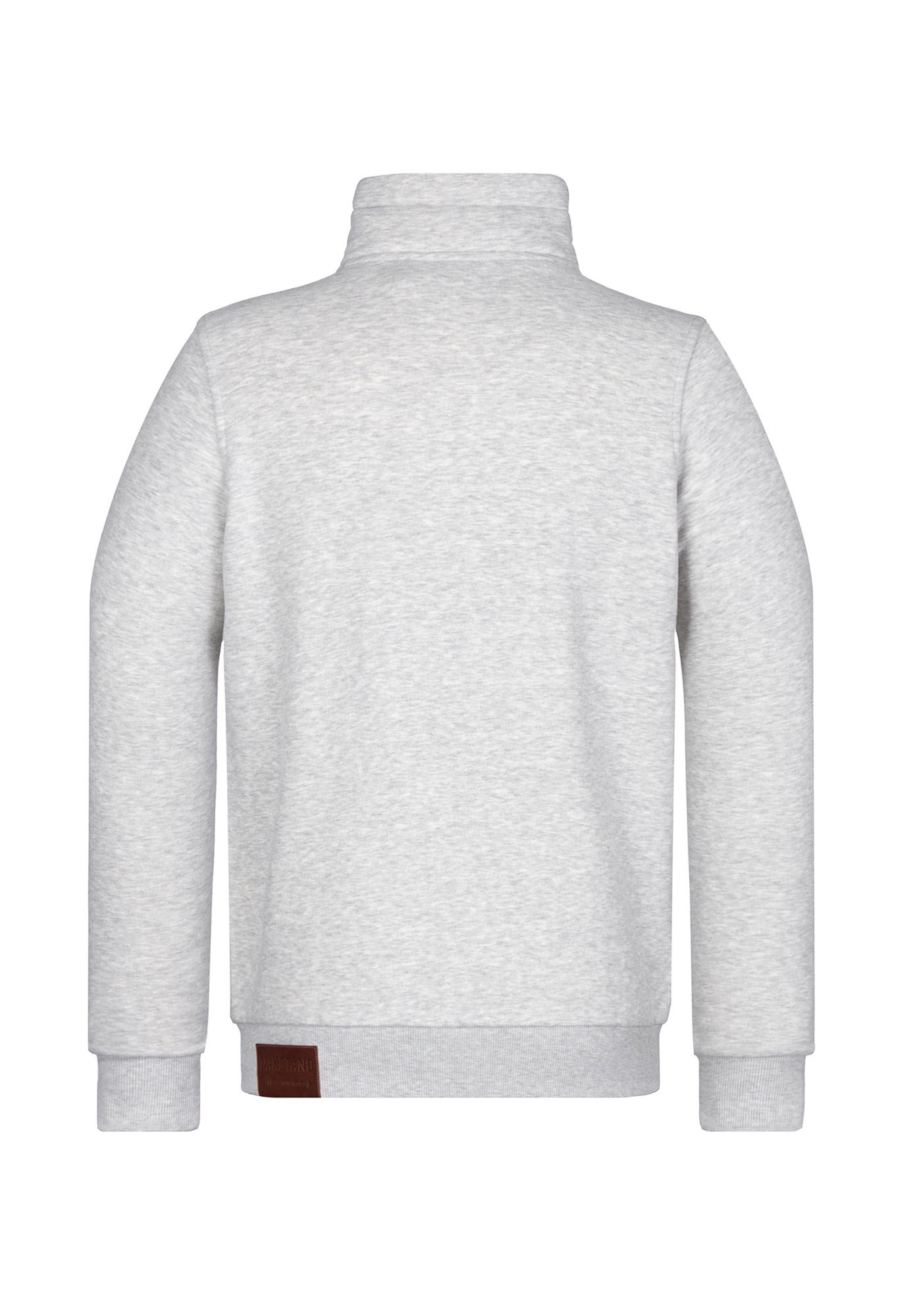 naketano Sweatjacke Herren hoher Stehkragen, Reißverschluss, Eingrifftaschen, meliert Rippbündchen, Kordelzug, Logo-Patch, Regular Fit, casual, Streetwear