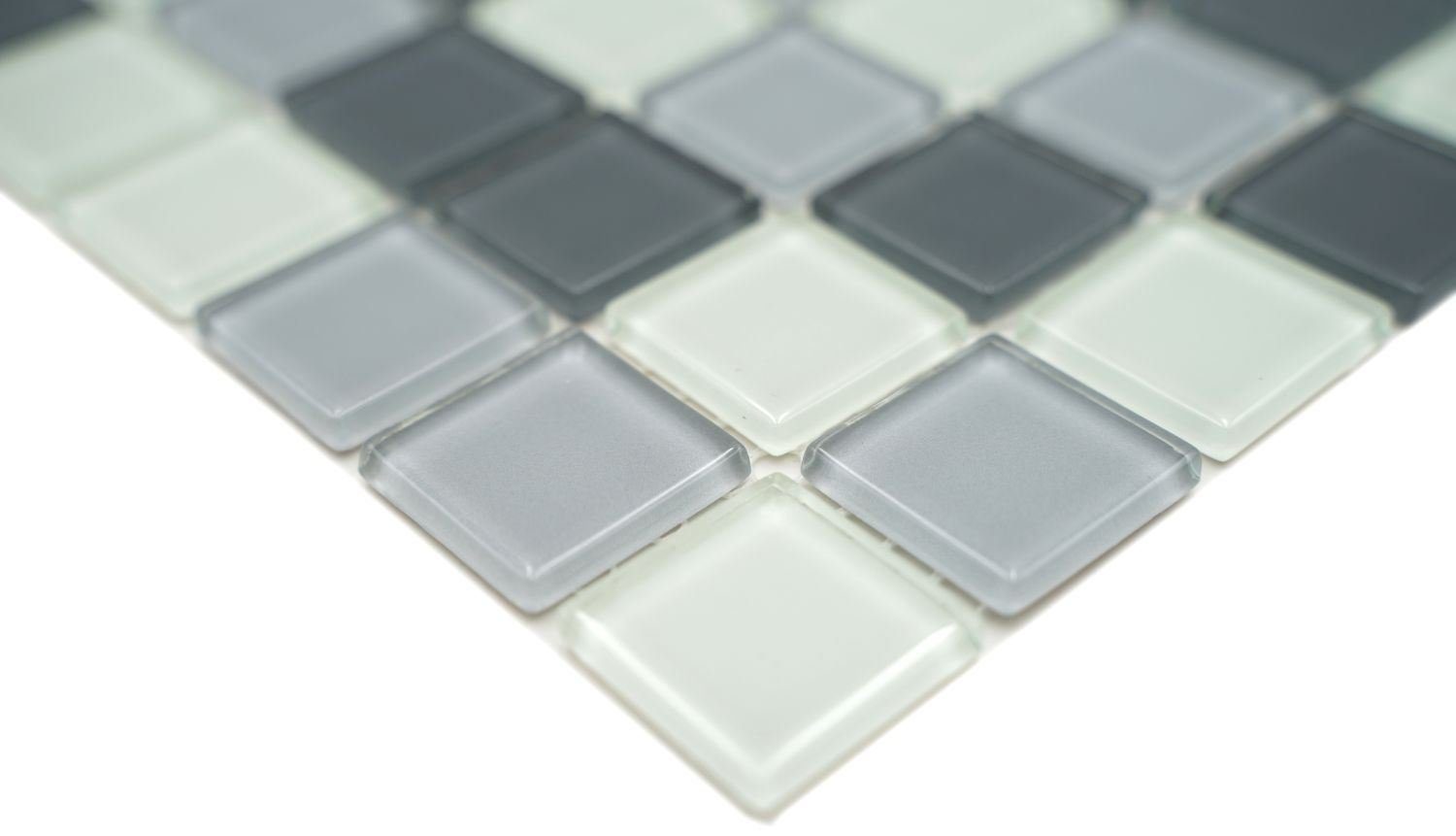 Mosani Mosaikfliesen Mosaik Glasmosaik Küche Fliesen BAD grau anthrazit WC weiss