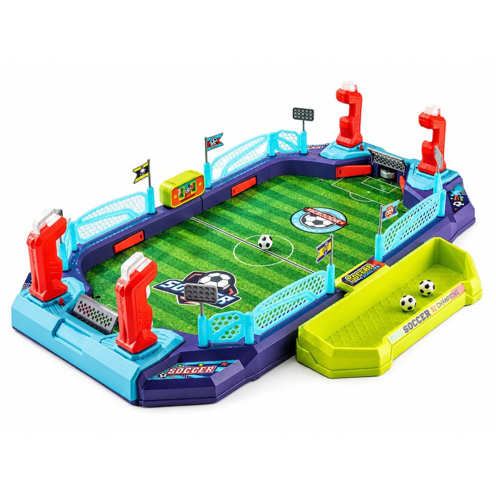LEAN TOYS Spieler Tischfußball Tischhockey Geschicklichkeitsspiel (Spar-Set, 1-tlg., 57, 5 x 32 cm spannend) 2-in-1 Fußball & Hockey, Punktezähler, Torglocke
