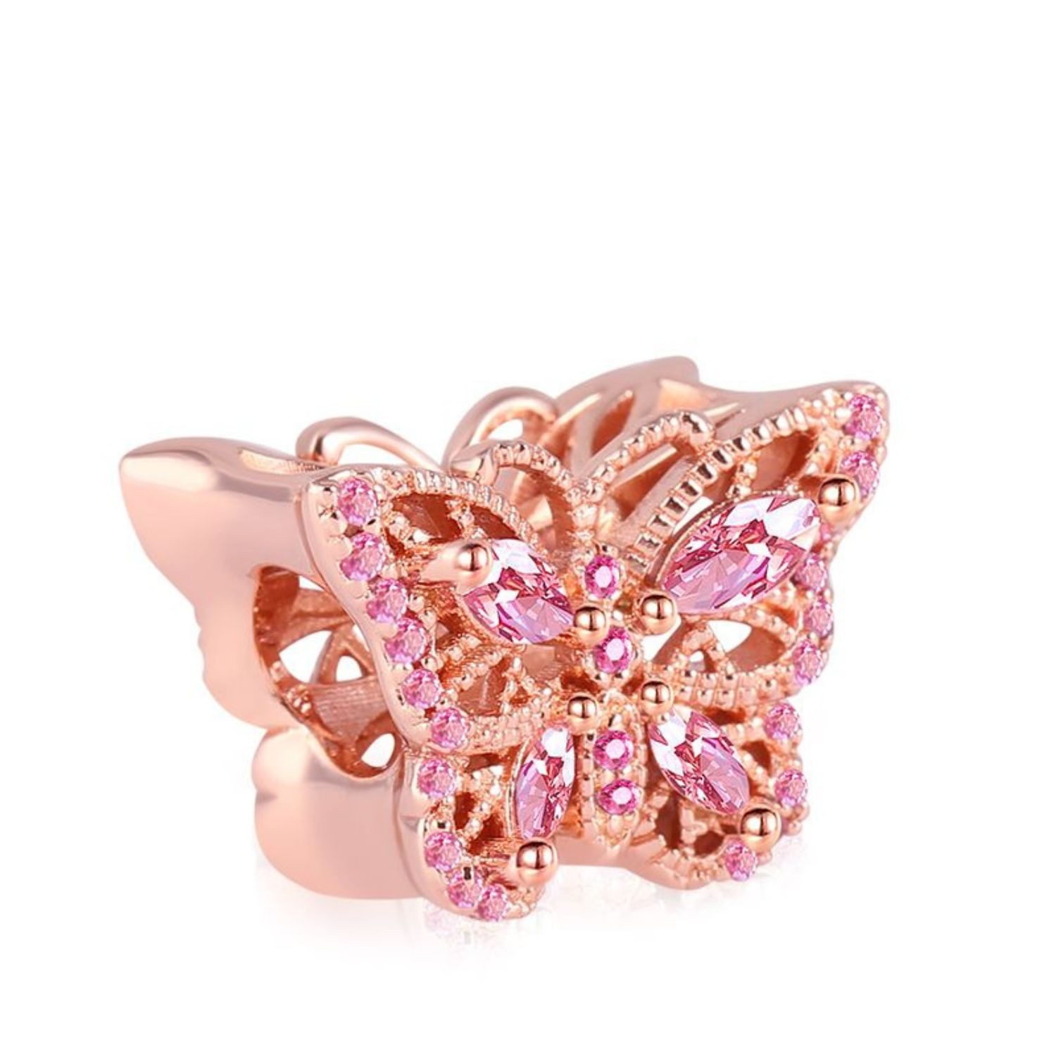 Bead Gnoce Charm Schmetterling EAC009 Silber rosévergoldet