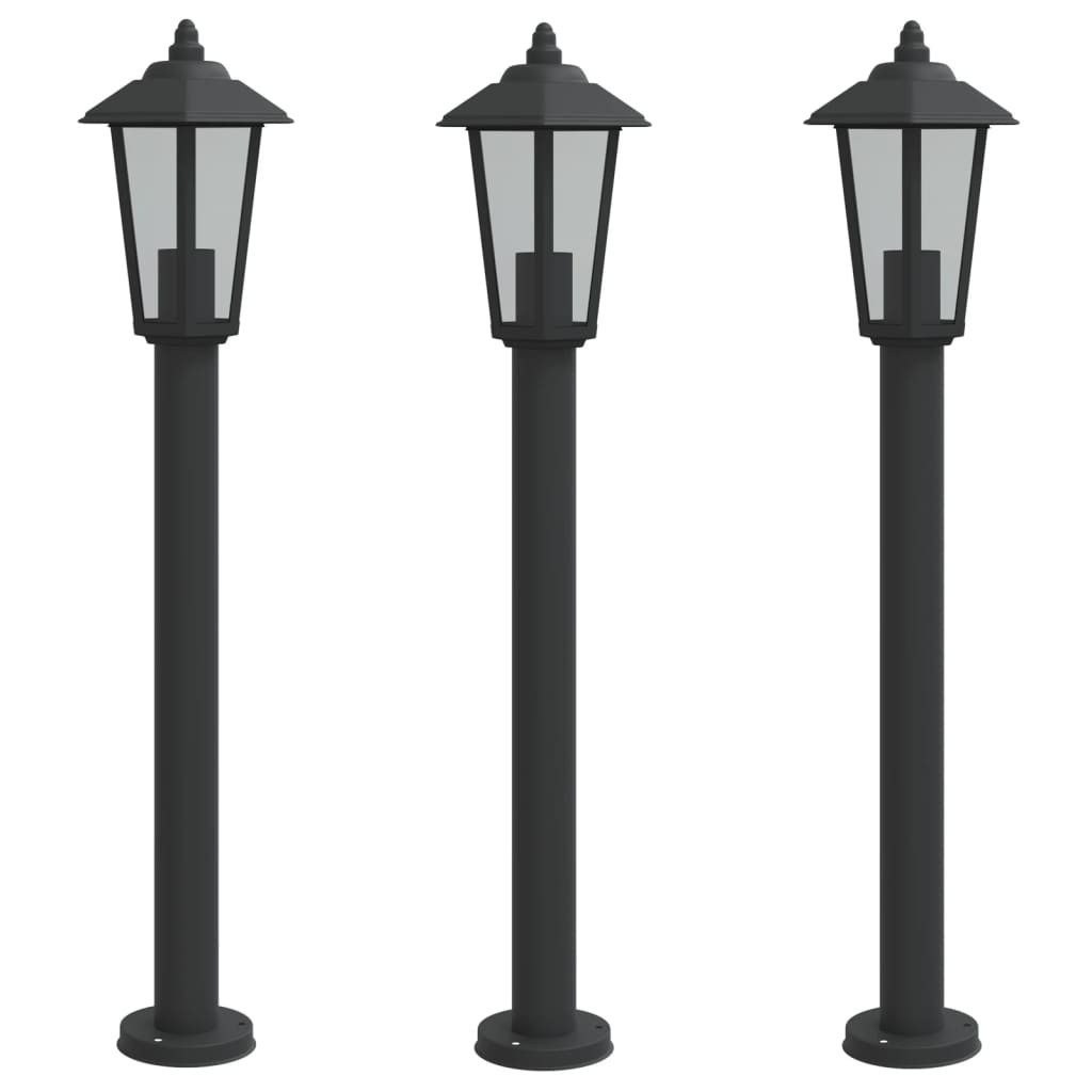 vidaXL Gartenleuchte Wegeleuchten 3 Stk. Schwarz 80 cm Edelstahl