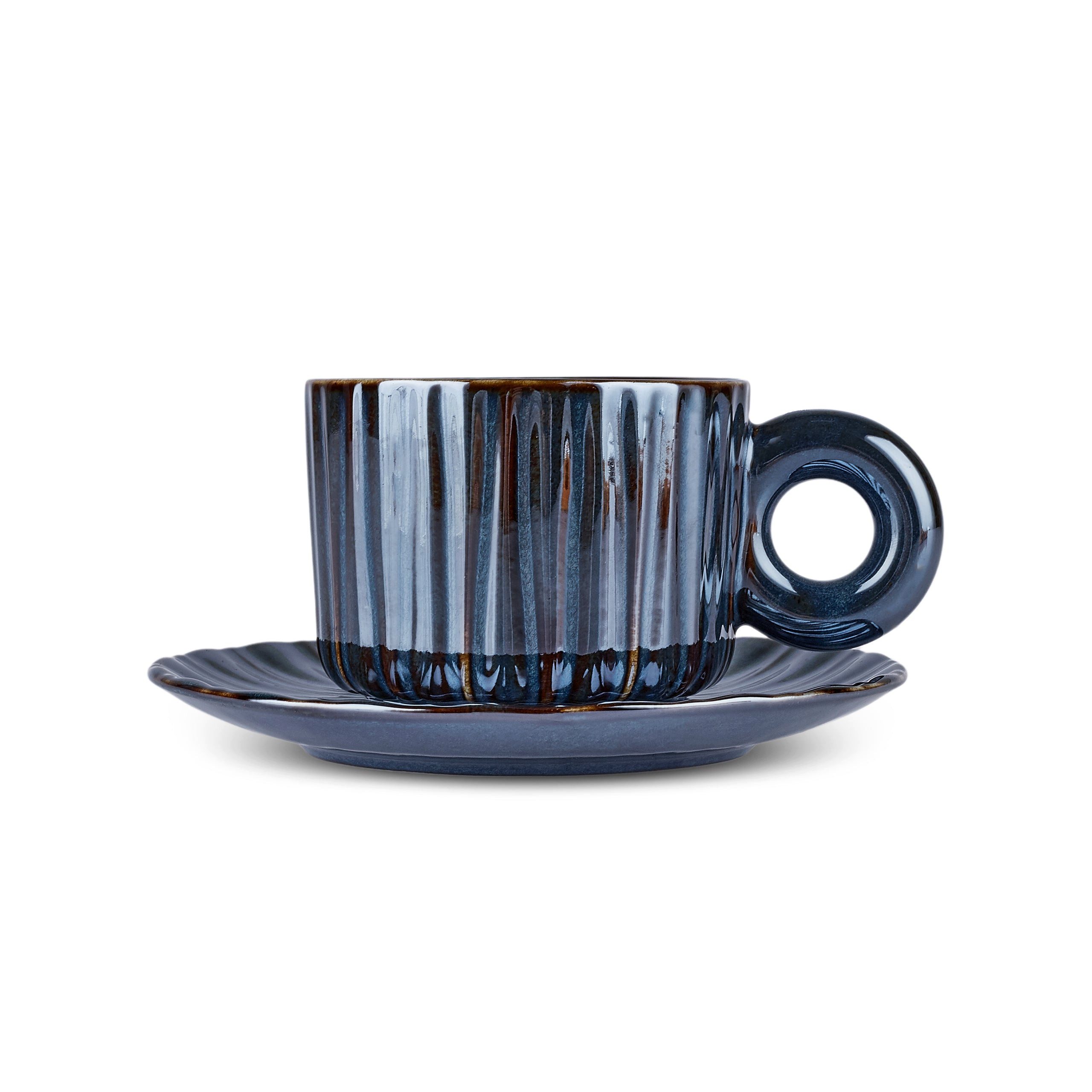 Karaca Кавовий сервіз Karaca Arthur Marineblaue Teetasse Mokkatasse für 2 Personen, 260 ml