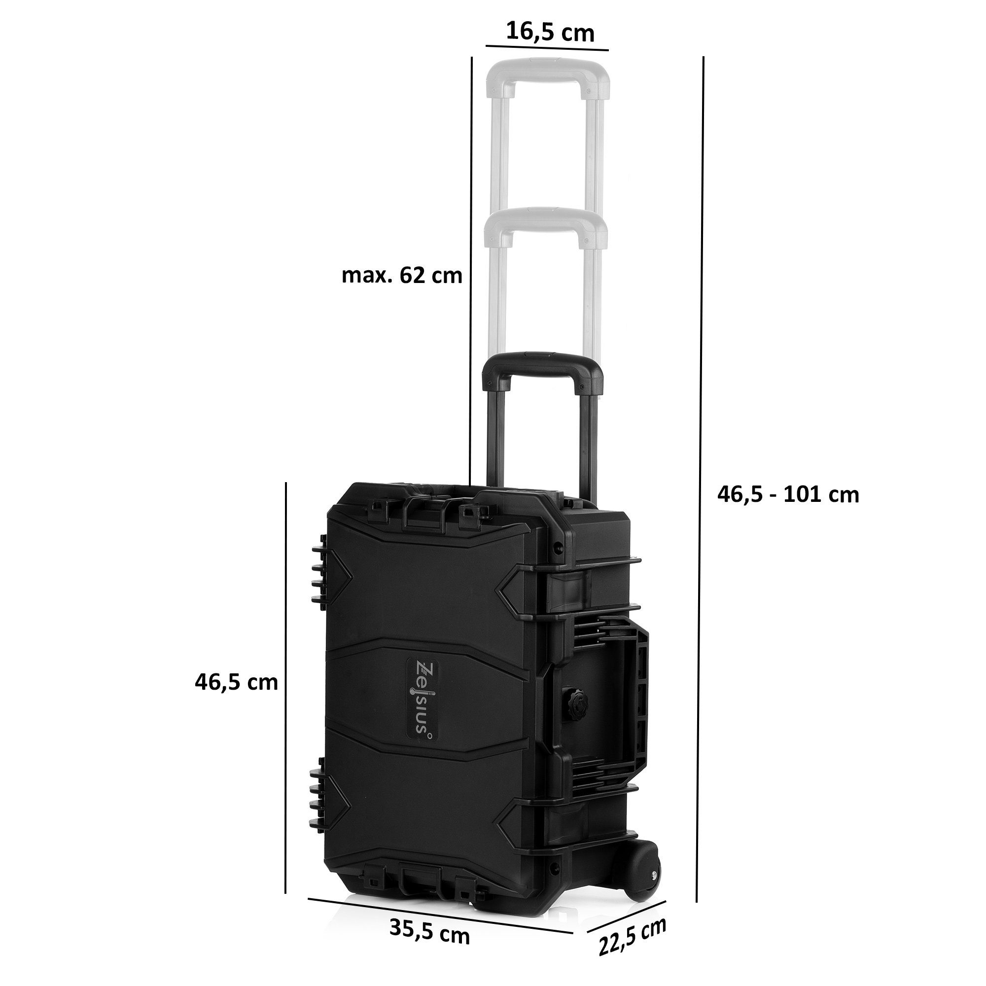 Zelsius Werkzeugbox Transportkoffer 18 Liter Rollen, mit und Box Werkzeugtascheneinsatz