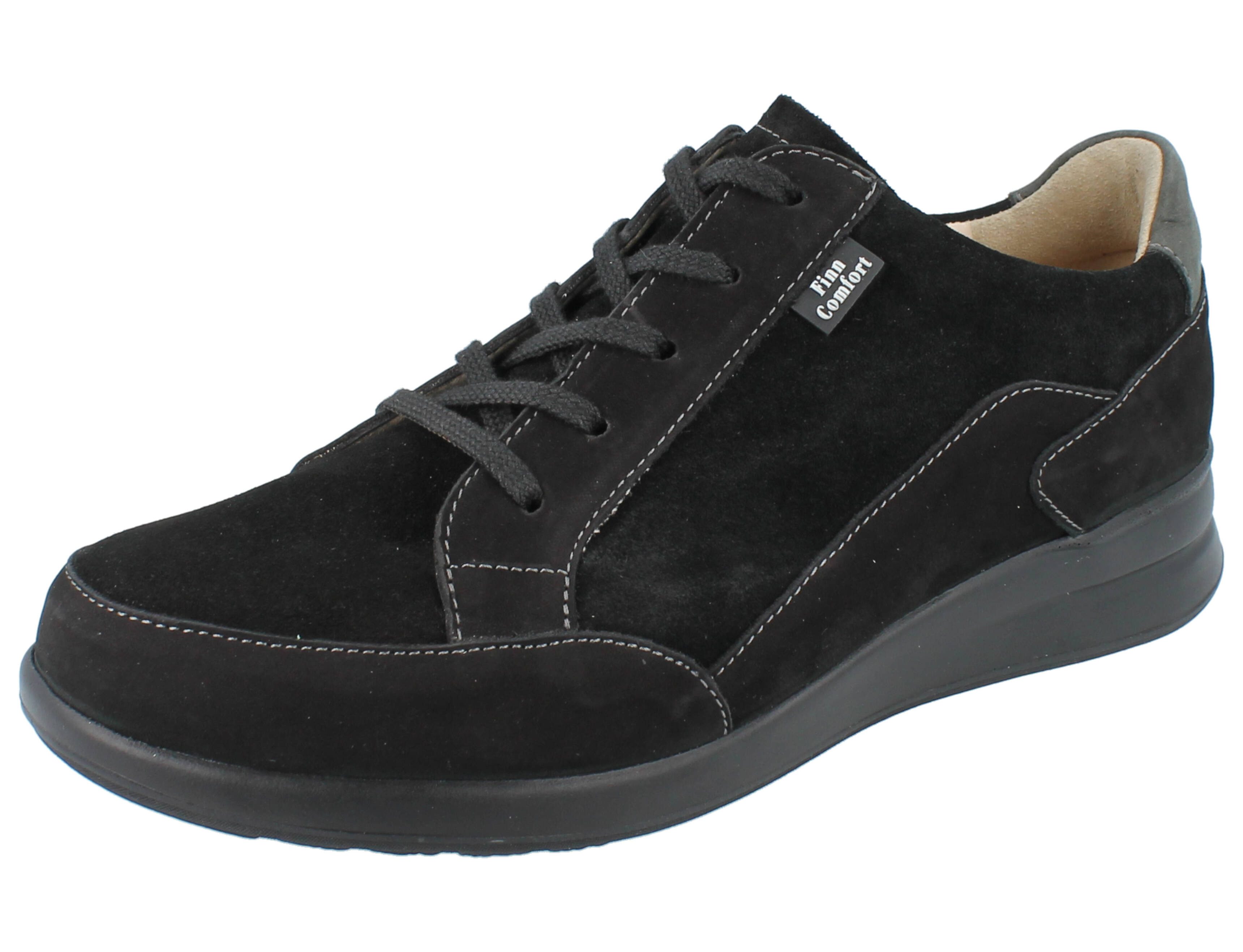 Finn Comfort FINN COMFORT Mellow Prato Damen Halbschuhe schwarz Nubukleder - Schnürschuh Wechselfußbett