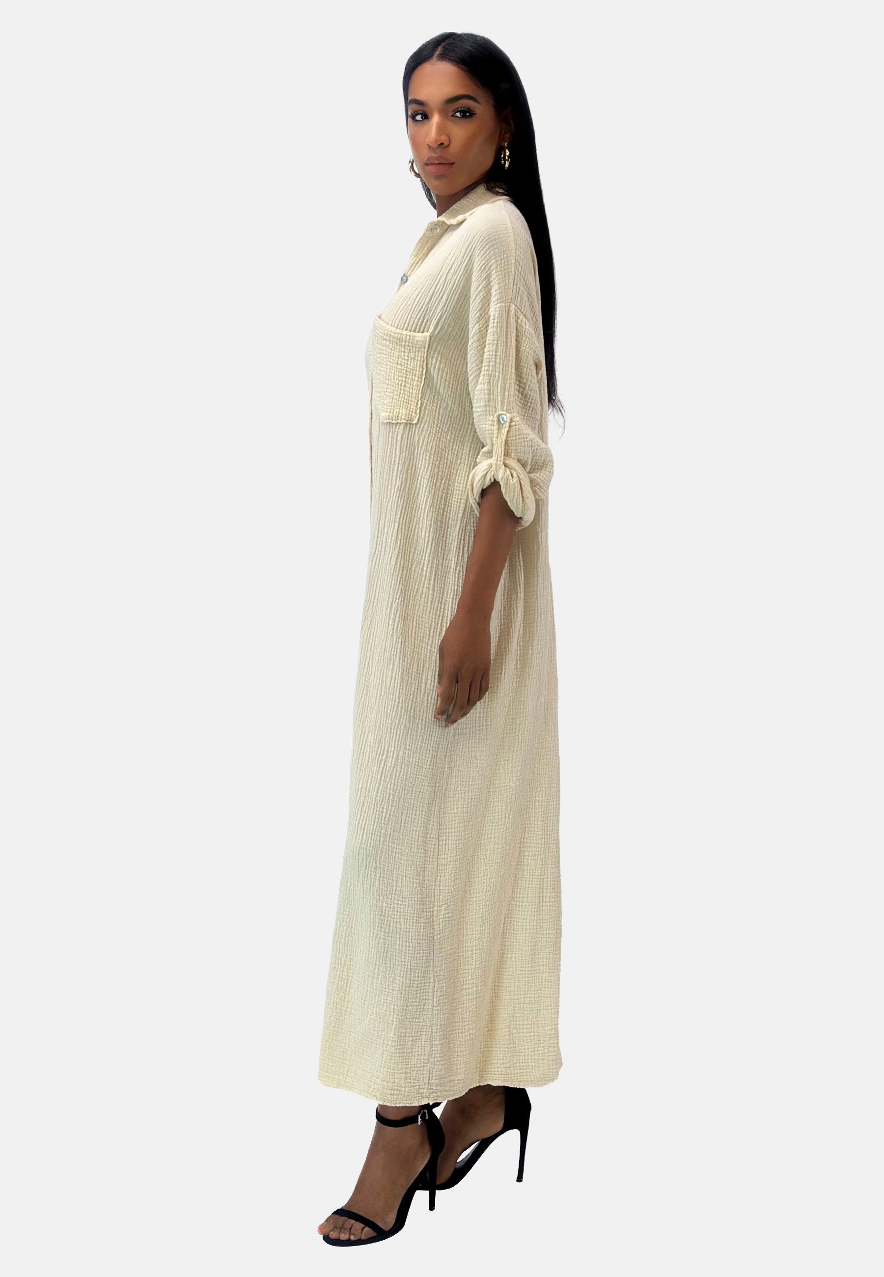 Elara Sommerkleid Elara Damen Musselin Kleid günstig online kaufen