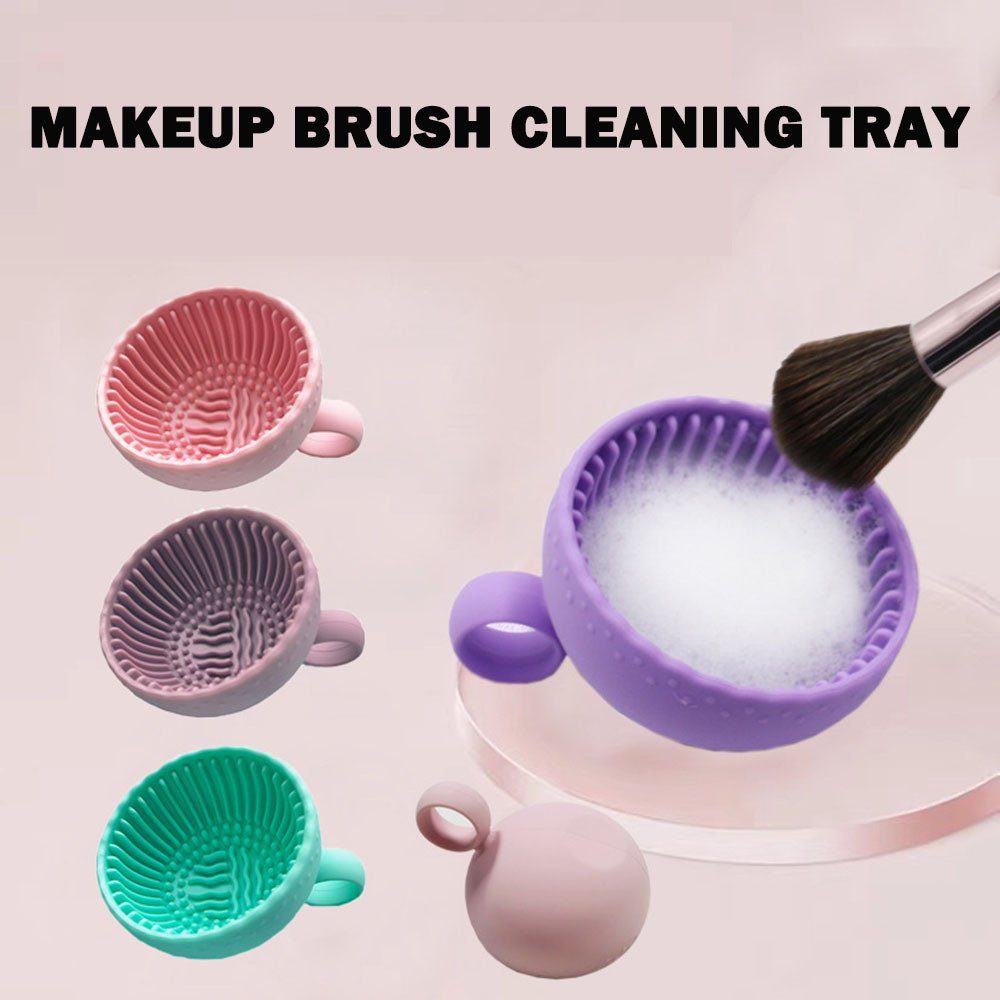Blusmart Kosmetikpinsel-Set Kleine Make-up-Pinsel-Reinigungsschale, green Kosmetikpinsel-Set, Waschbar Make-up-Pinselreiniger