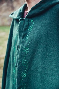 Leonardo Carbone Wikinger-Kostüm Mittelalter Umhang Wolle mit Stickerei Grün