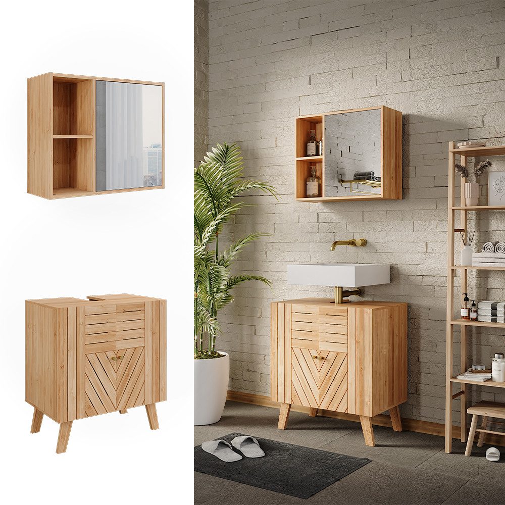 Vicco Badmöbel-Set Lucie, Bambus, 2 Teile, günstig online kaufen