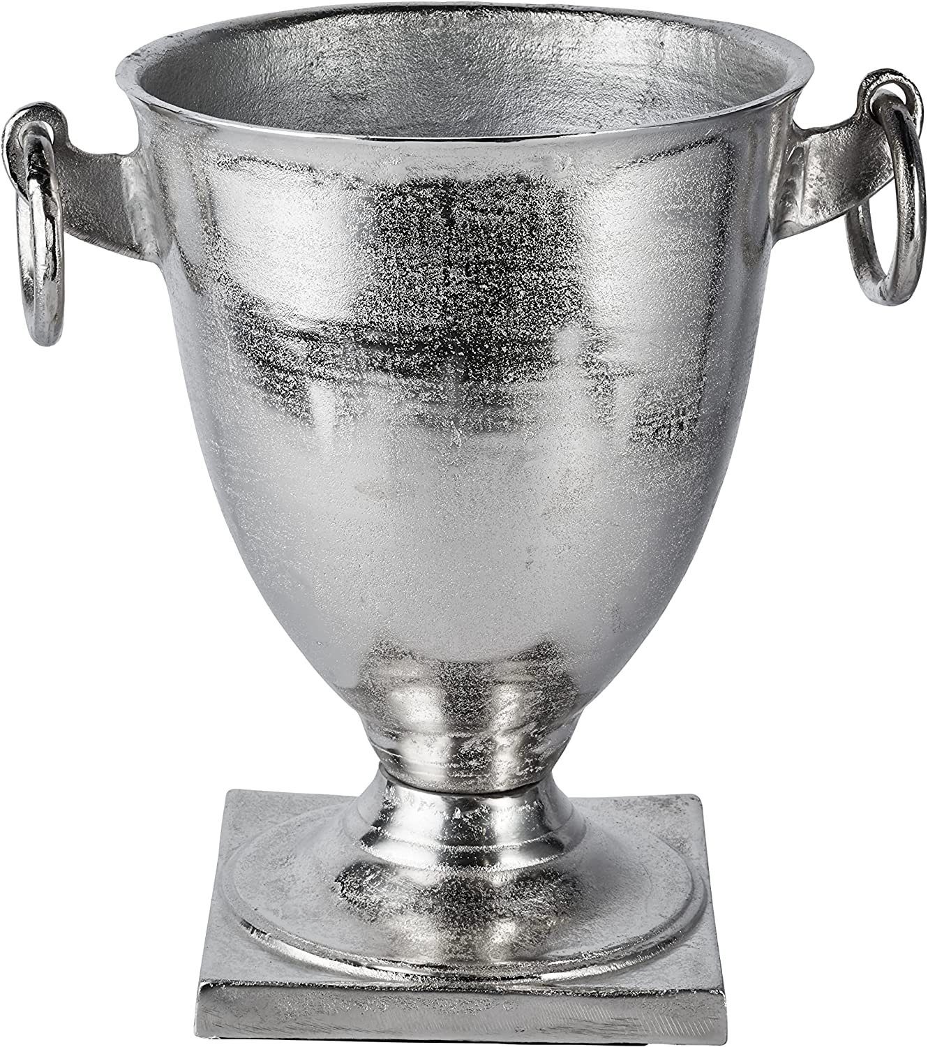 MichaelNoll Dekoschale Pokal Schale Vase Deko Aluminium Silber Deko Luxus - Moderne Dekoration aus Metall - Tischdeko Hochzeit - für Wohnzimmer, Esszimmer oder Küche - XL 46 cm