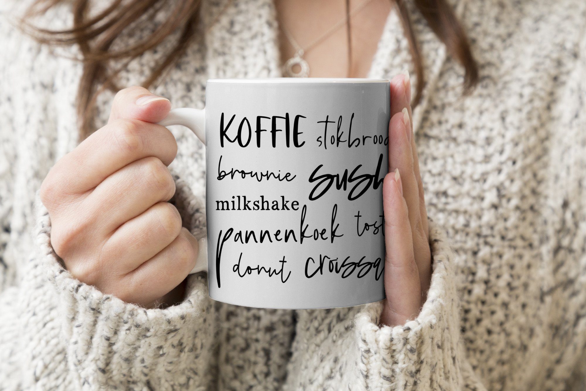 Keramik, - Küche Teetasse, Becher, Tasse Kaffeetassen, Lebensmittel Teetasse, Kalligraphie, MuchoWow Geschenk -