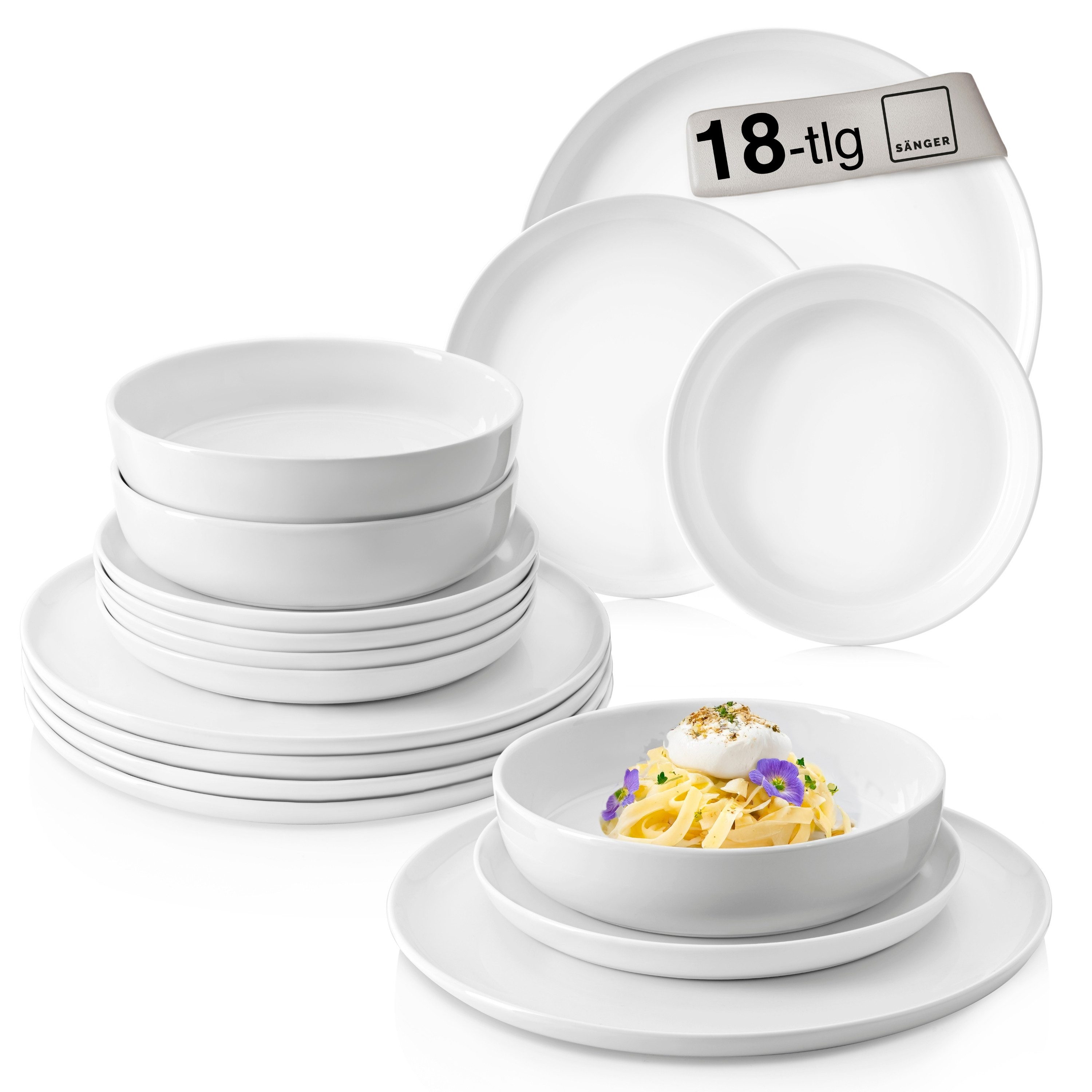 SÄNGER Столовый сервиз Marlo Geschirrset (18-tlg), 6 Personen, Porzellan, erweiterbar, Premium Collection