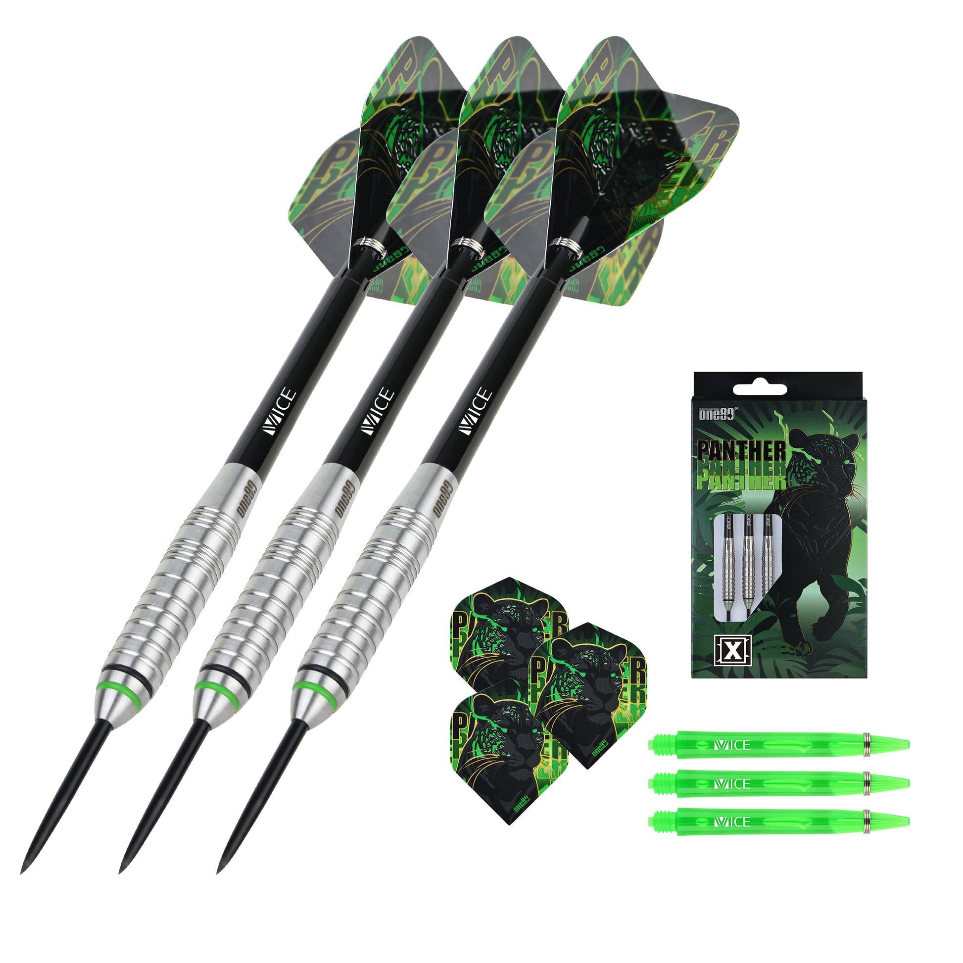 one80 Dartpfeil Steeldart Panther-X 80% Steel Tip 23g Tungsten, Die griffige Struktur unterstützt eine wiederholbare Fingerposition