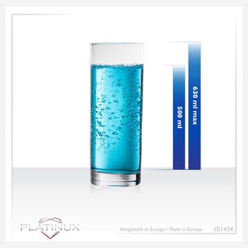 PLATINUX Bierglas Hohe Biergläser, Glas, 500ml (max. 630ml) Set 6-Teilig Kölschglas Spülmaschinengeeignet