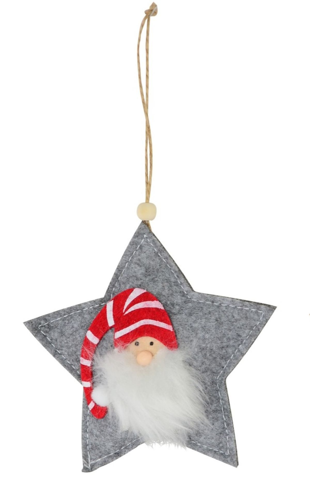 RIFFELMACHER & WEINBERGER Weihnachtsbaumkugel Deko-Anhänger Stern mit Wichtel, Grau Ø12 cm