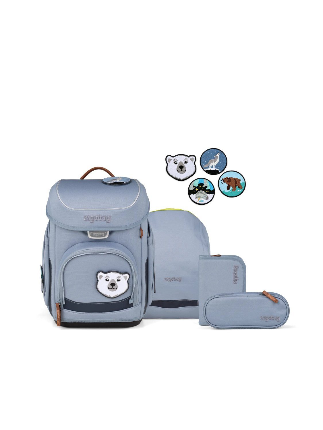 ergobag Schulranzen cubo Set (5-tlg., 5-teiliges Set), größenverstellbares Rückensystem