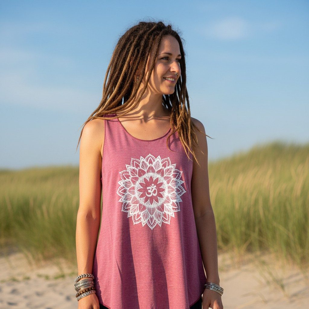 Guru-Shop T-Shirt Tanktop mit Ethnodruck, Mandala Yogatop - malve Festival, günstig online kaufen