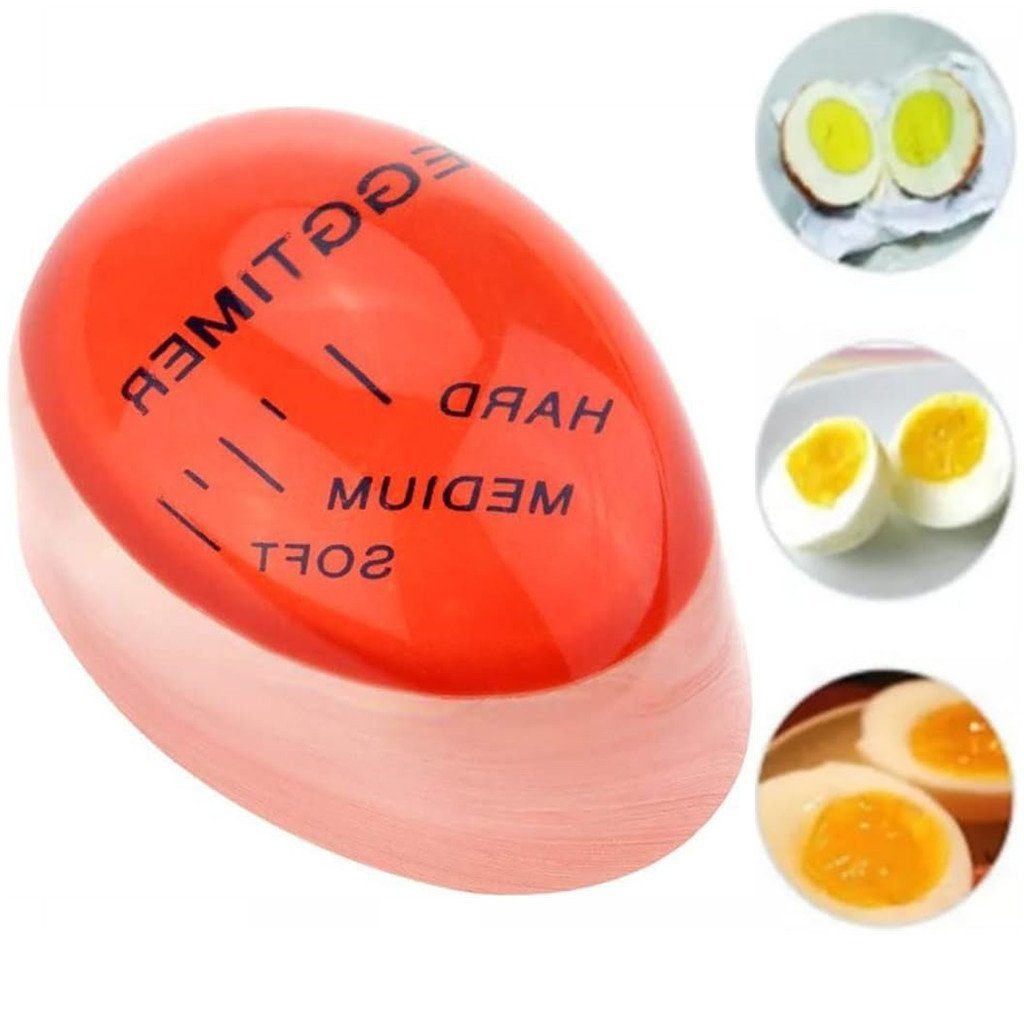 autolock Eieruhr Eieruhr,Egg Timer lustiger Eierkocher,Timer für gekochte Eier, mit Farbwechsel, Anzeige hart/medium/weich,wiederverwendbar Rot