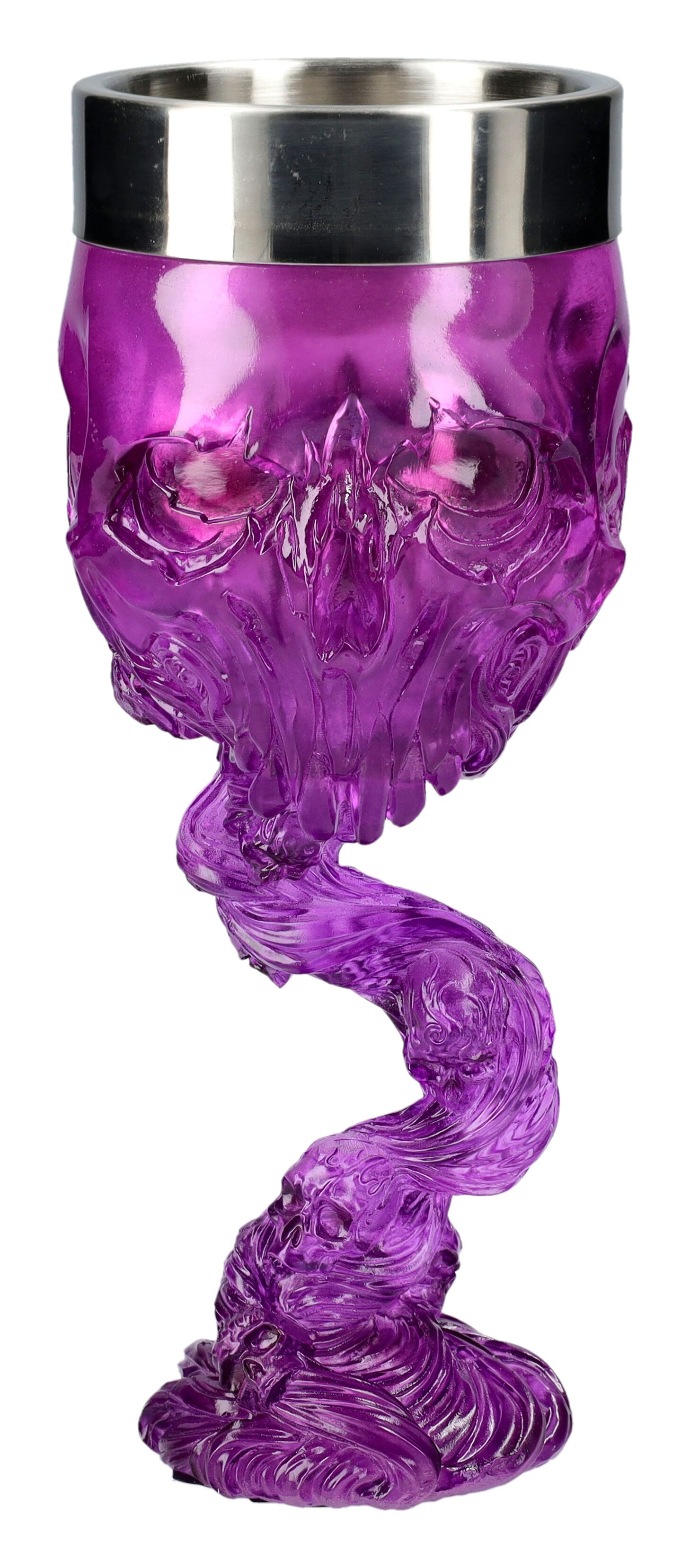 Figuren Shop GmbH Кружки Kelch Totenkopf lila - Soul Spirit Magie - Nemesis Now Weinkelch Deko, Kunststein (Polyresin), Edelstahl