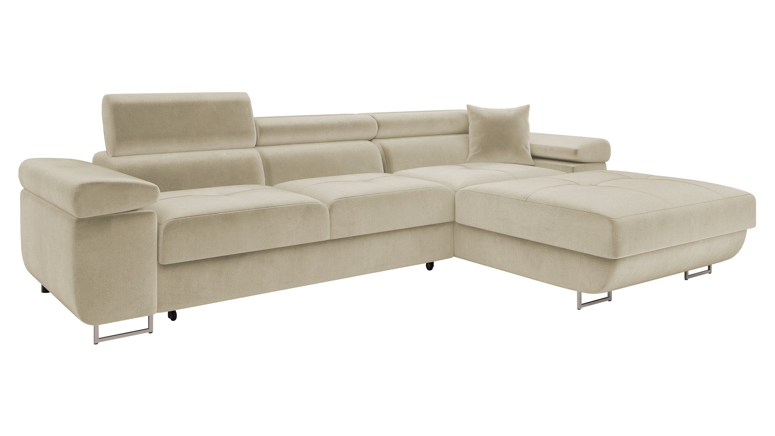 MIRJAN24 Ecksofa Torezio Mini, mit Bettkasten und Schlaffunktion, Einstellbare Kopfstützen, 280x170x70-90 cm