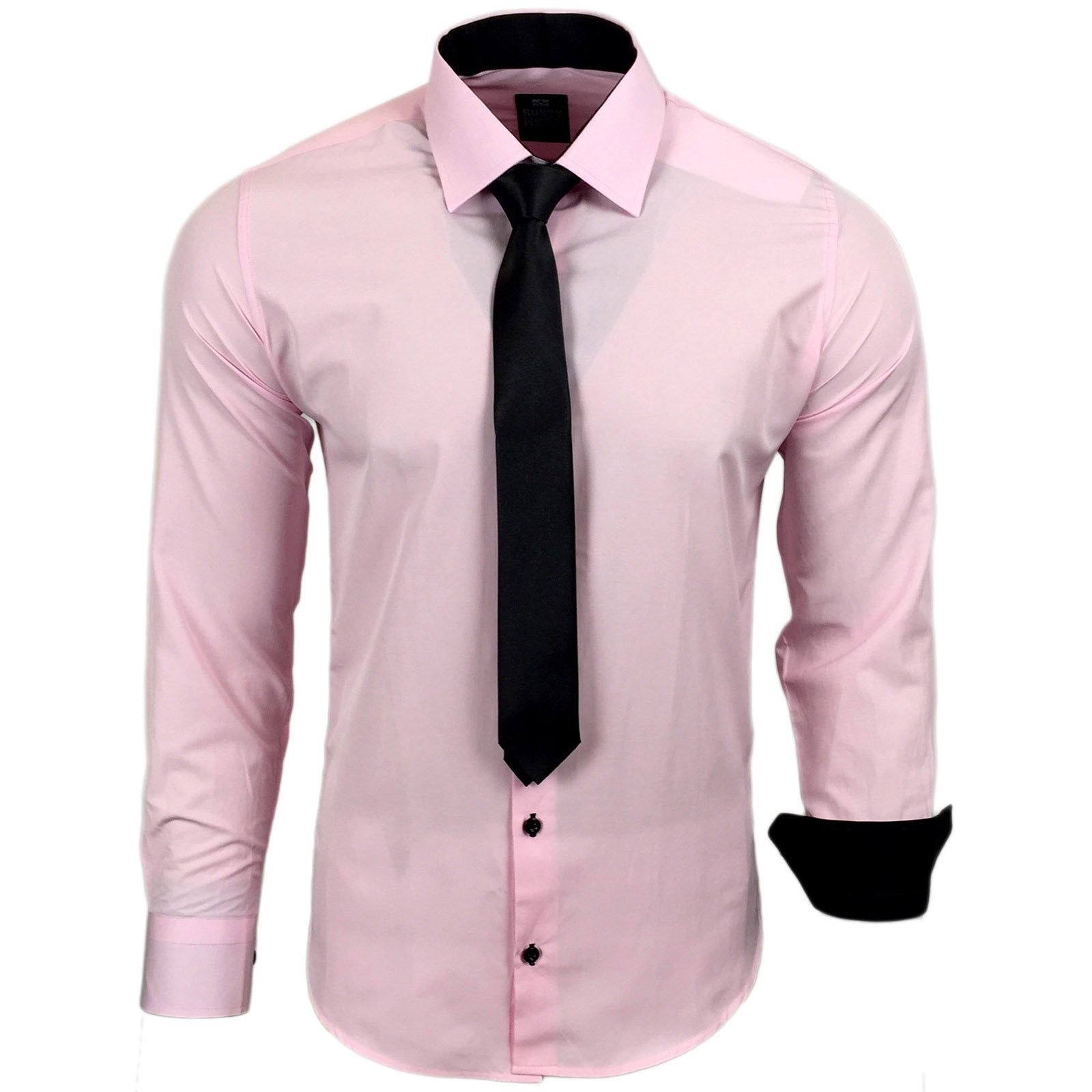 Rusty Neal Langarmhemd im rosa körpernahen Schnitt