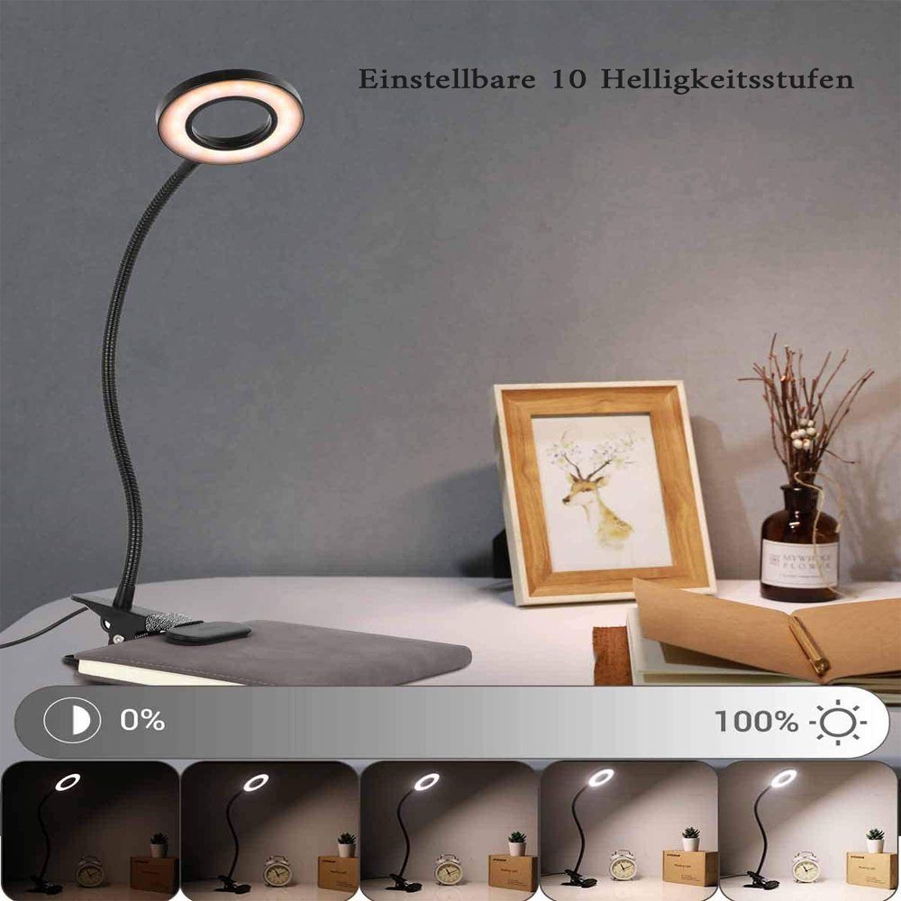 GelldG mit weiß USB Aufladbar LED Lupe Lupenlampe 2,5X Lupenleuchte Leselampe Klemme