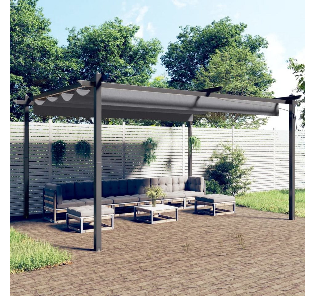 Thumbnail - vidaXL Pavillon, Partyzelt mit Ausziehbarem Dach 4x3 m Anthrazit